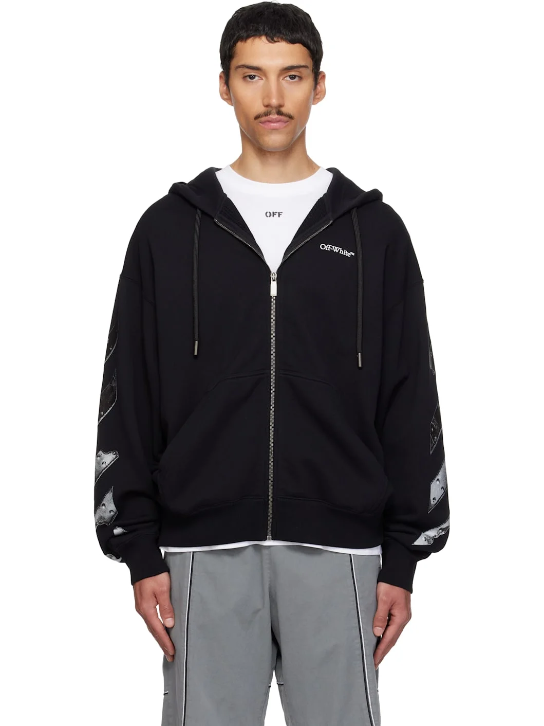 Black Metal Arrow Skate Zip Hoodie - 1