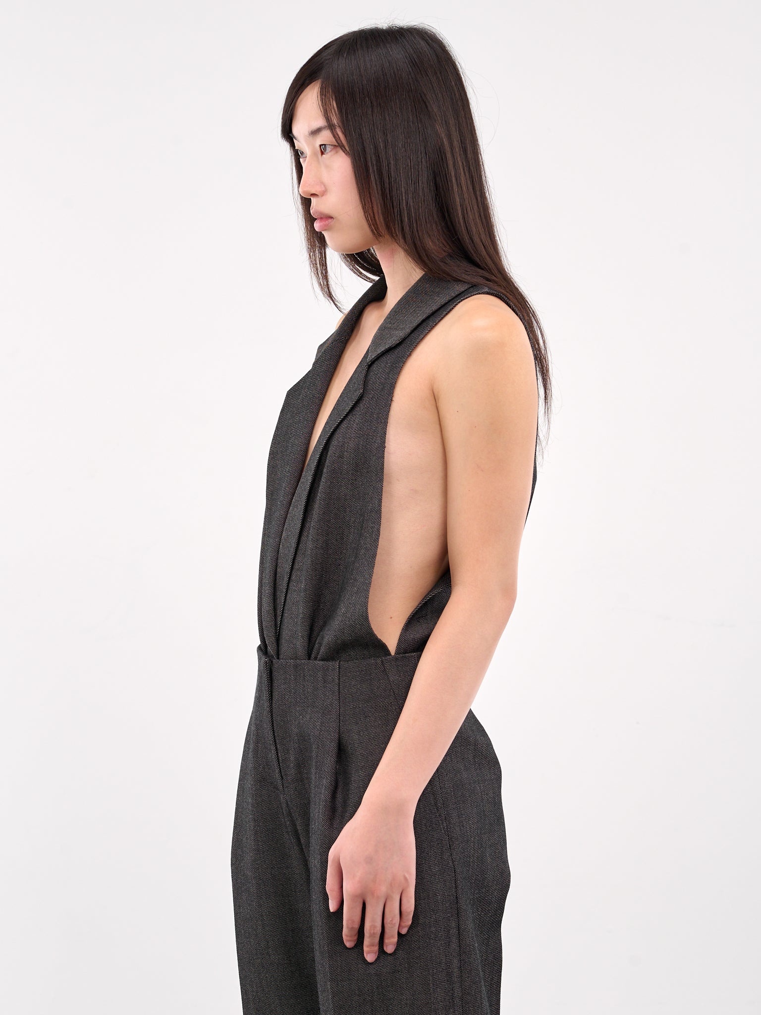 Halterneck Peaked Lapel Bodysuit - 2