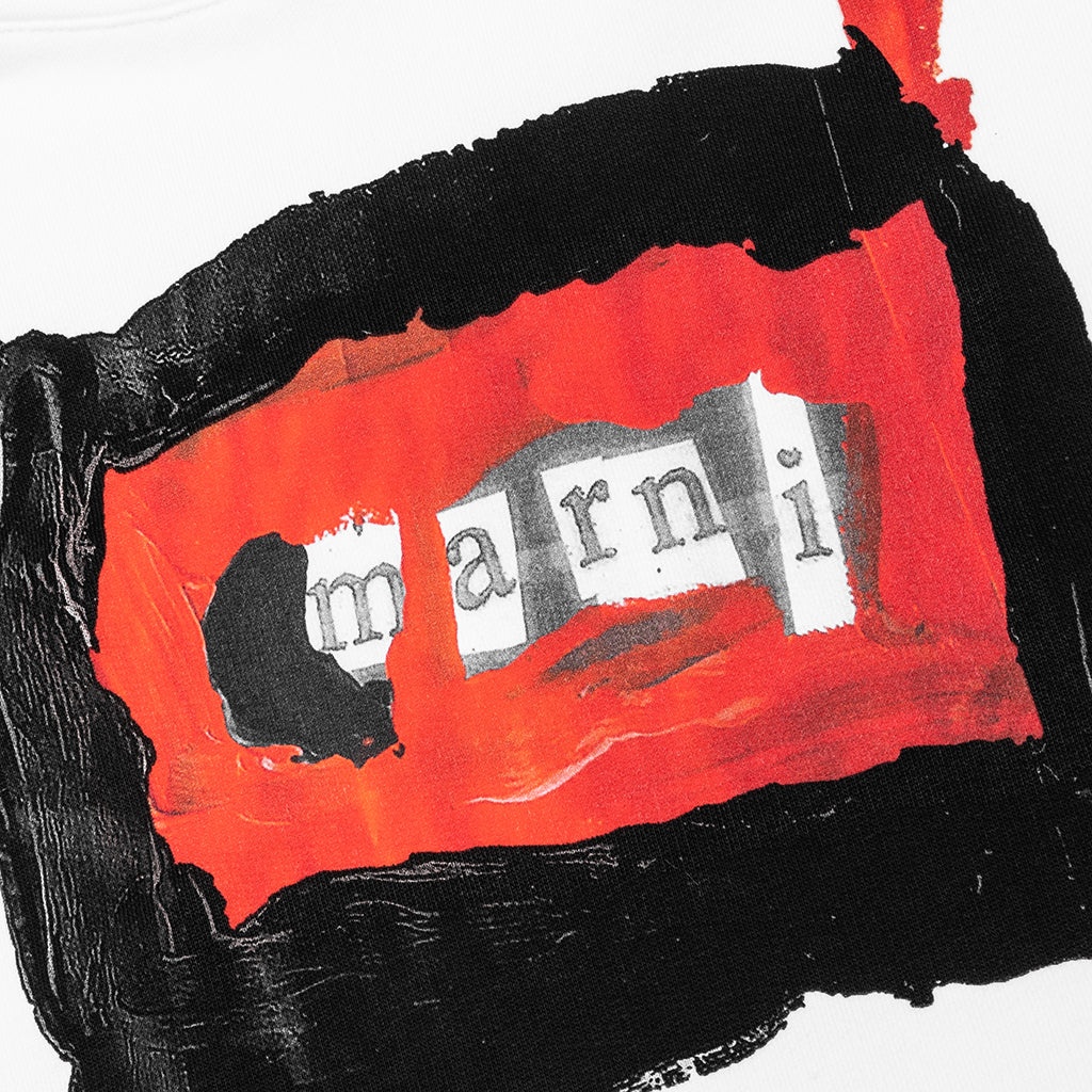 PAINTED ON COLLAGE RED LOGO HOODIE - LILY WHITE - 3