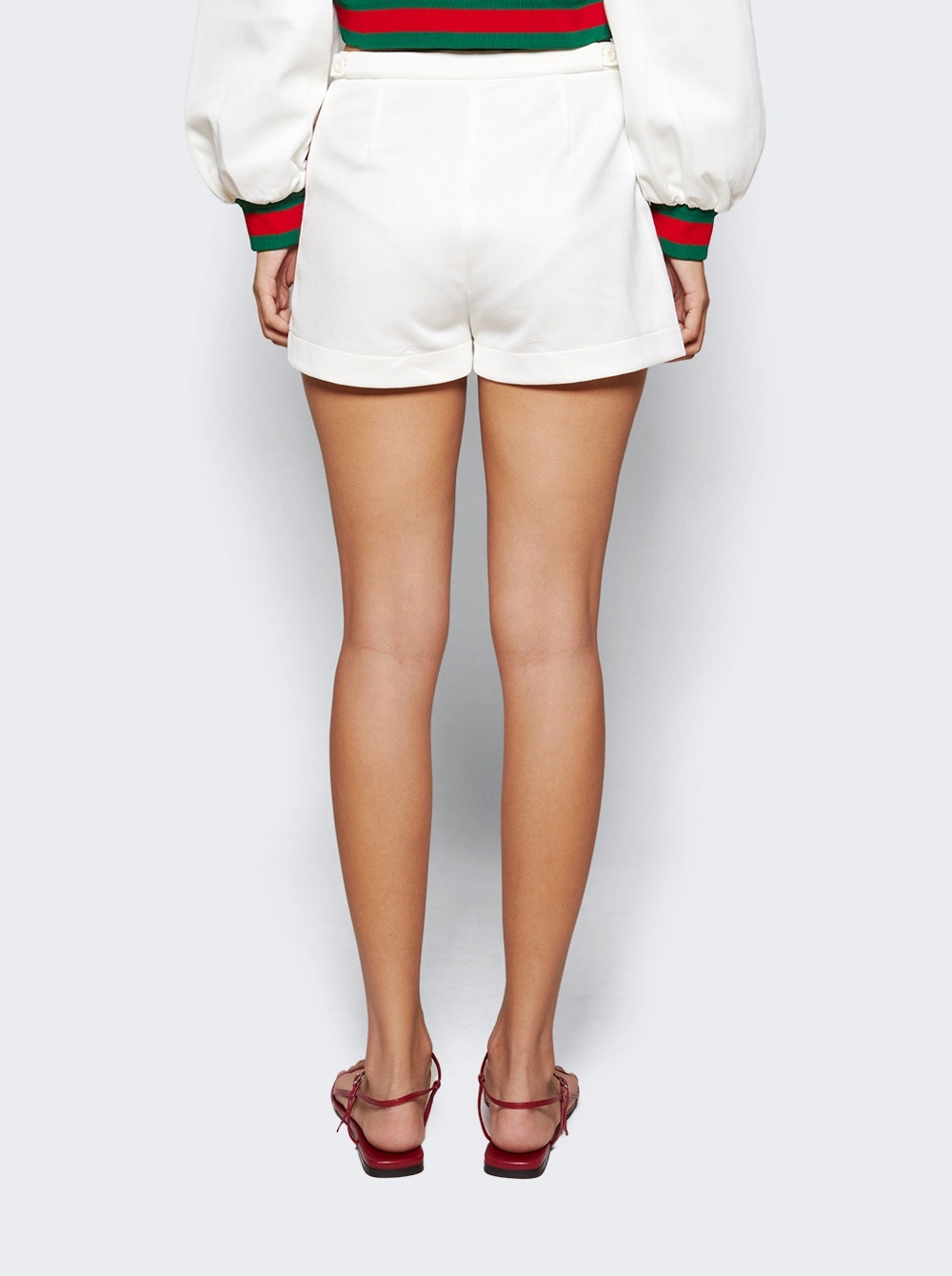 Jersey Shorts with Web Stripe White - 5