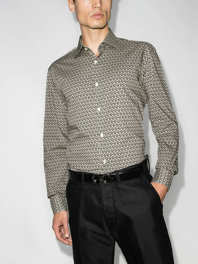 Salvatore Ferragamo Gancini-print cotton shirt outlook