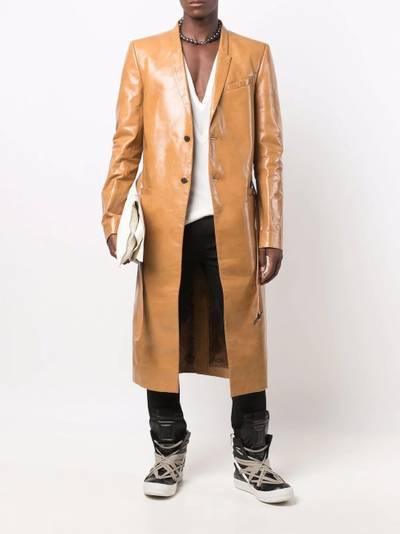 Rick Owens long belted leather coat outlook