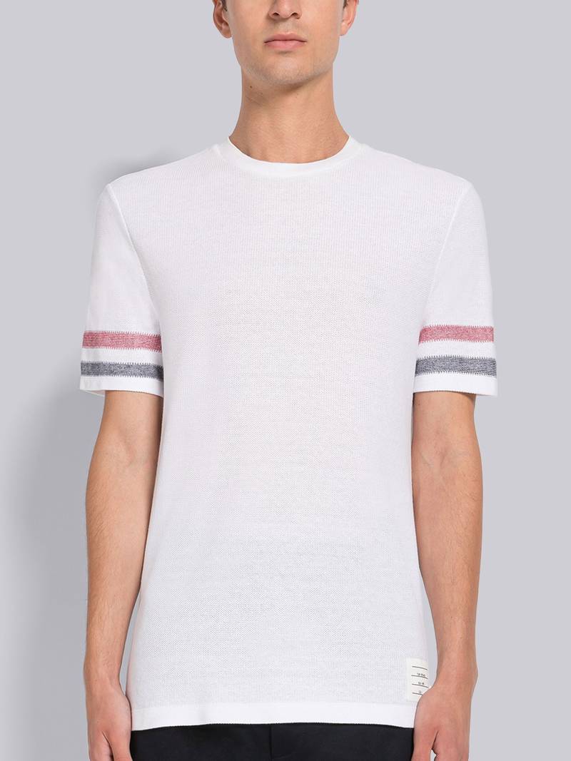 TEXTURED COTTON STRIPE SHORT SLEEVE TEE 1