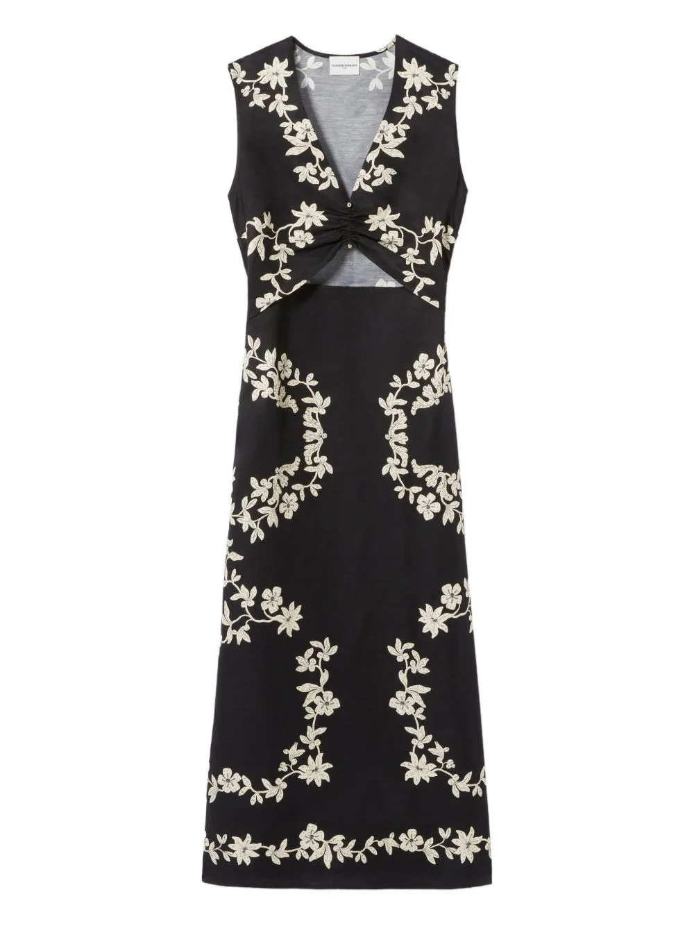 cutout floral-print midi dress - 1