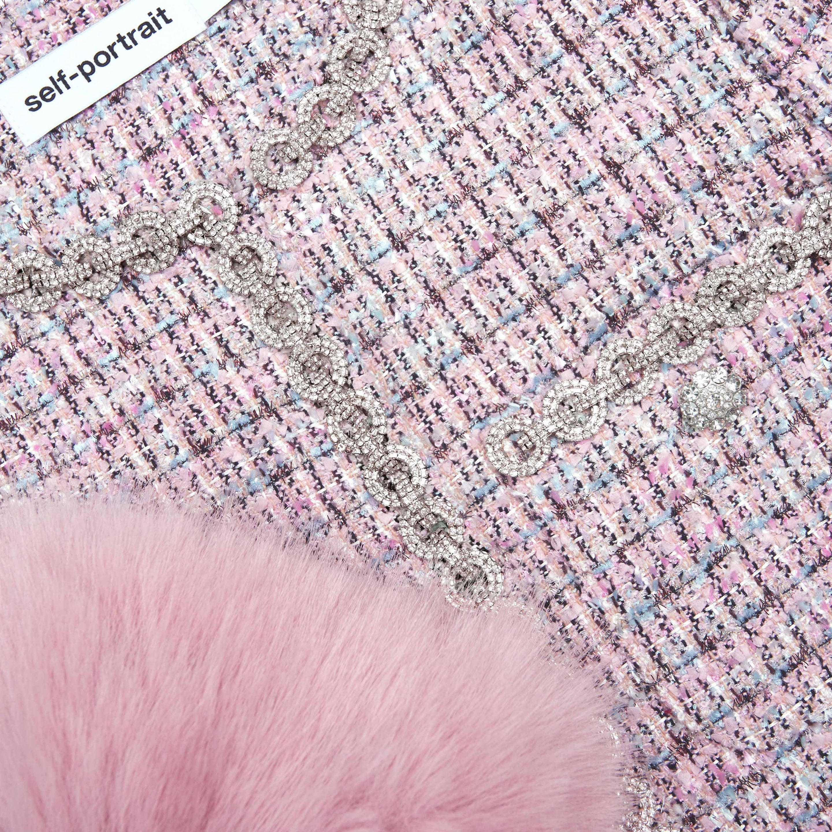Pink Boucle Fur Cuff Jacket - 5
