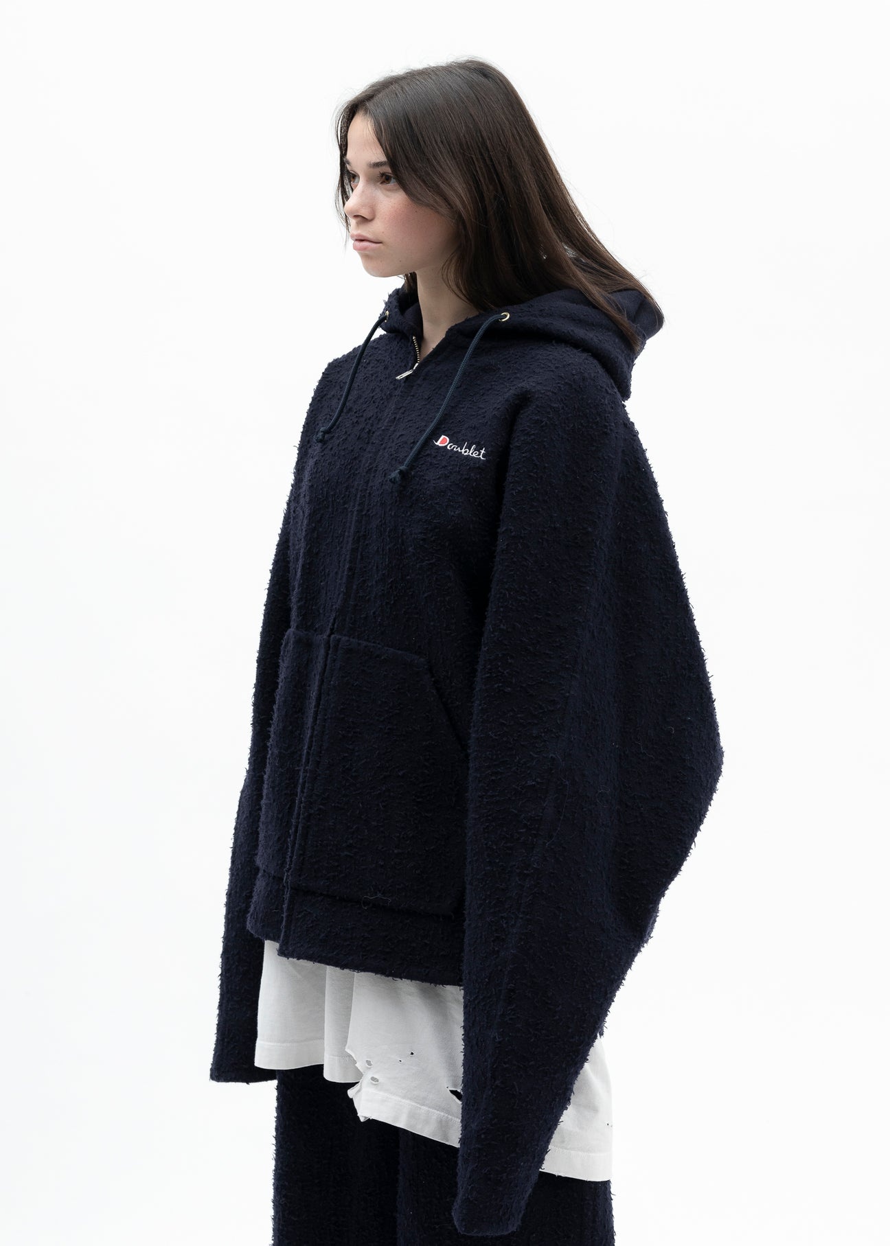 NAVY REVERSIBLE SEWING HOODIE - 3