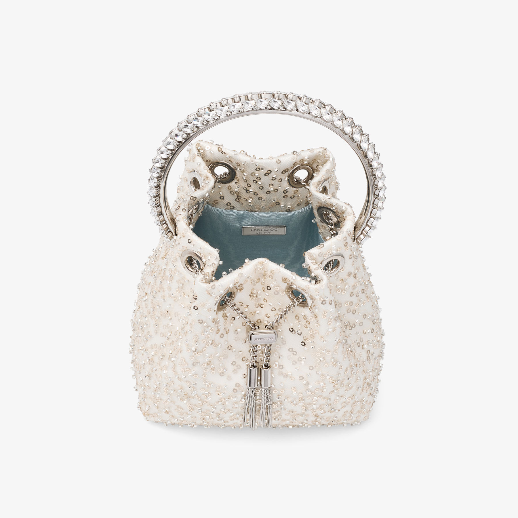 Bon Bon
Ivory Beaded Mesh Crystal Bag - 5
