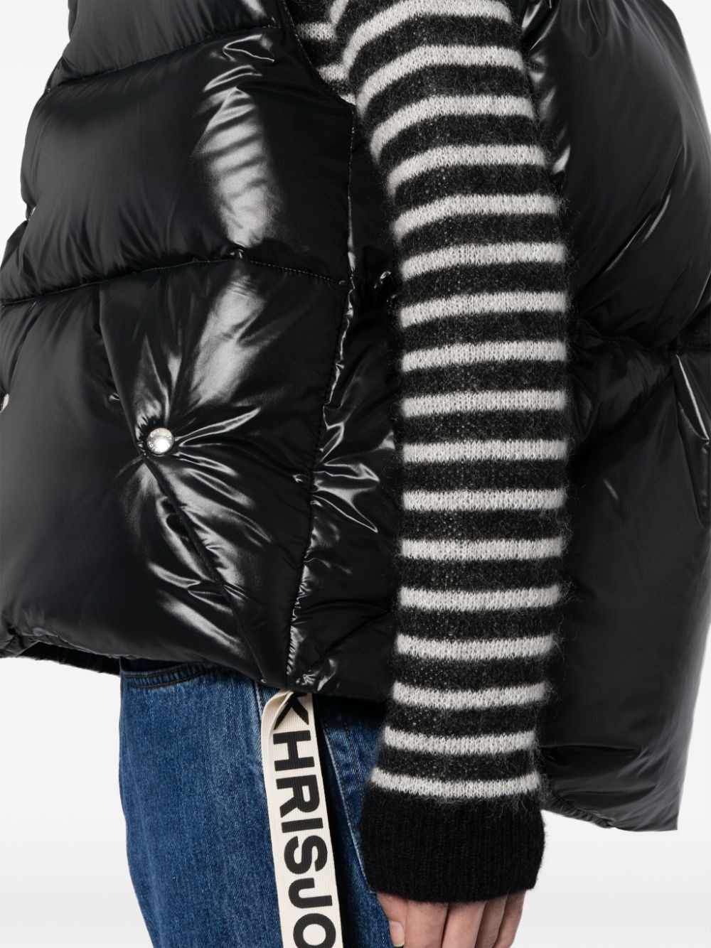 logo-tape shiny puffer gilet - 5