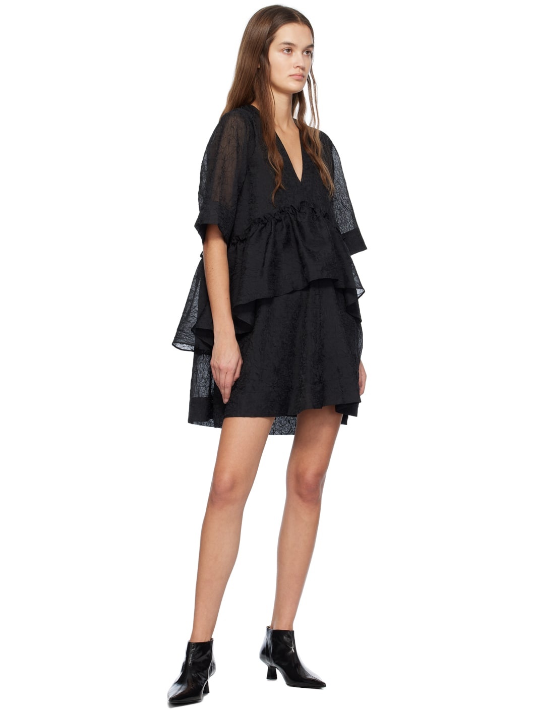 Black Crinkled Minidress - 4