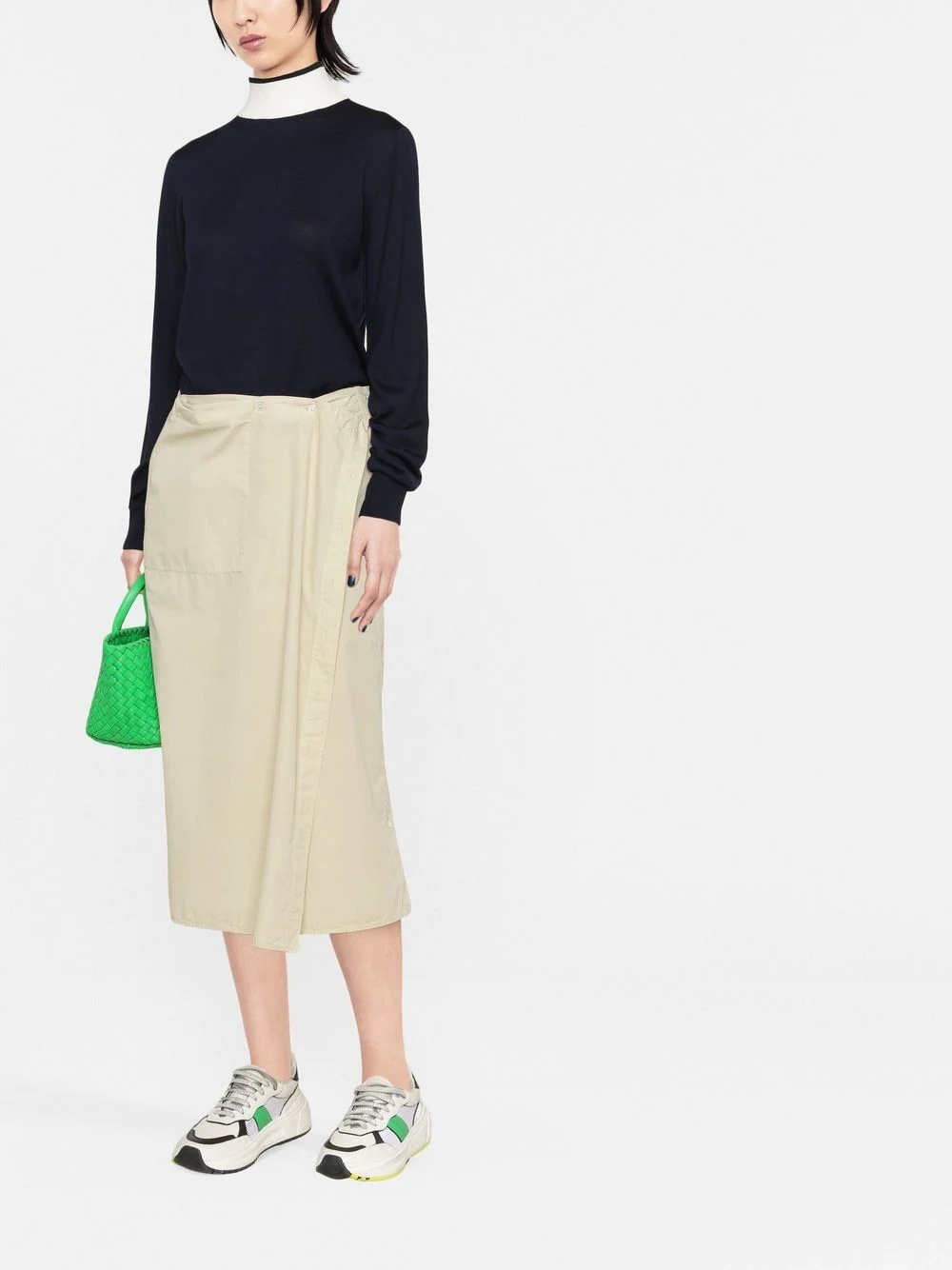 contrast-neck long-sleeved jumper - 4