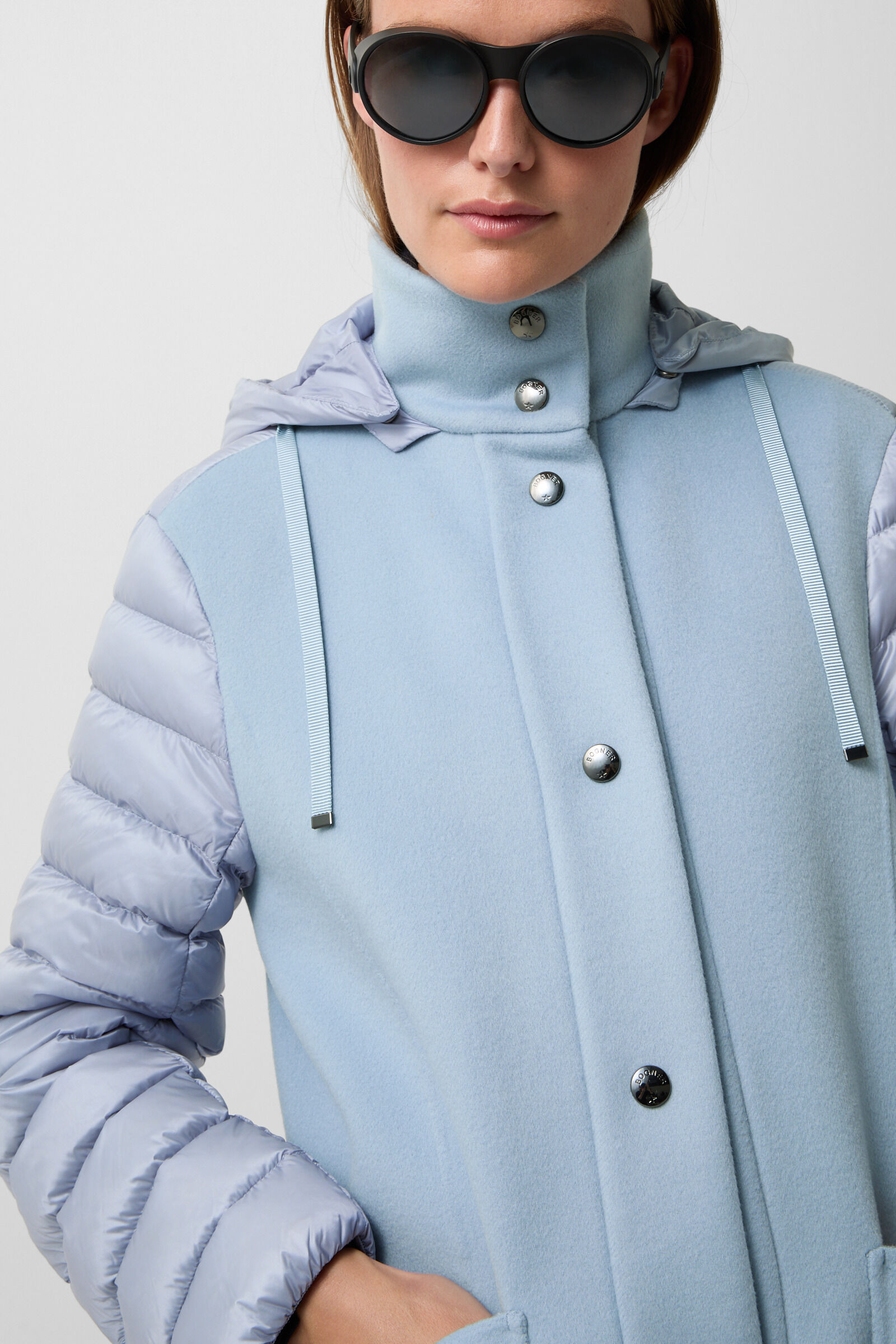 Isy wool down coat in Light blue - 5