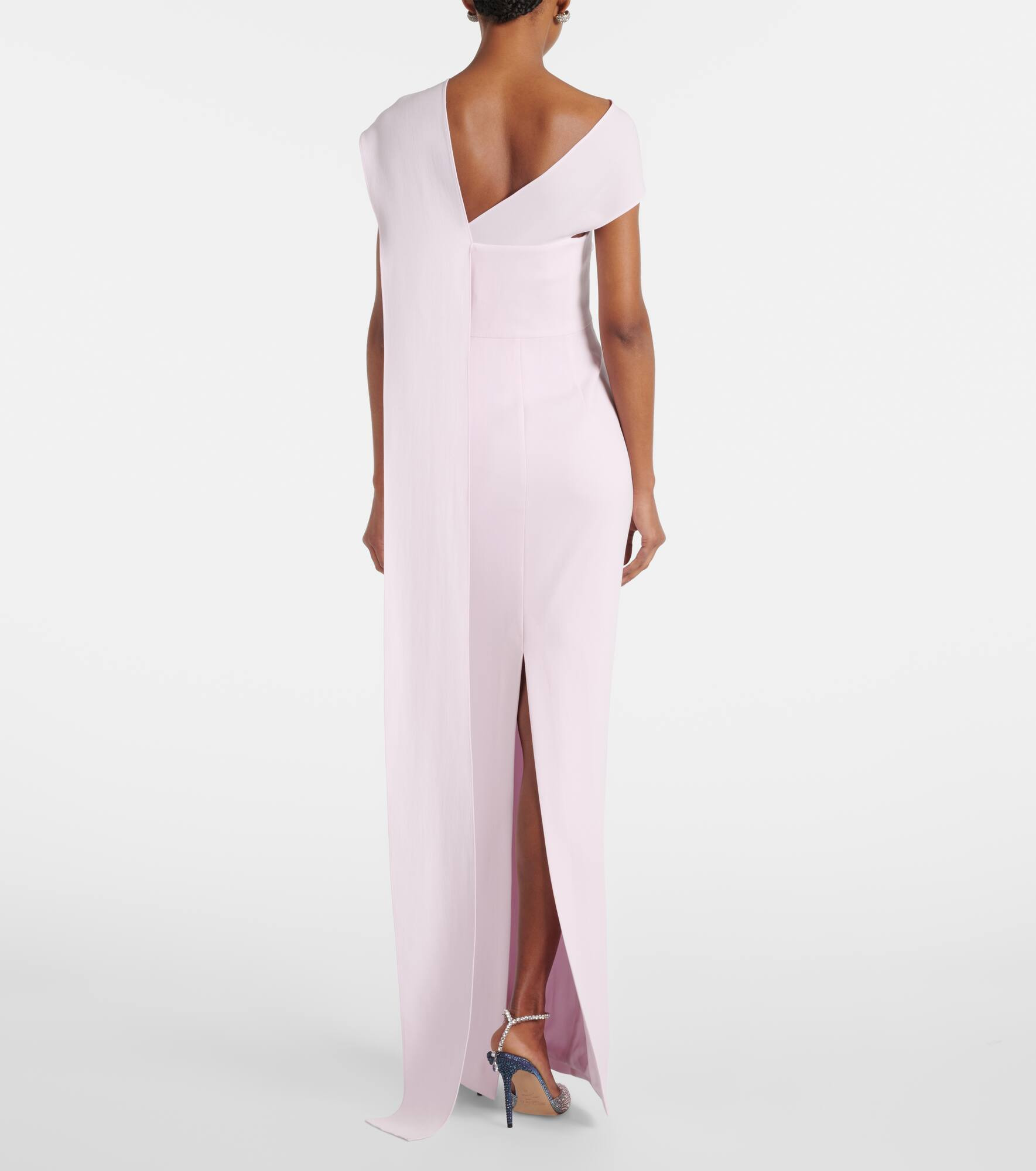 Scarf-detail asymmetric cady gown - 3