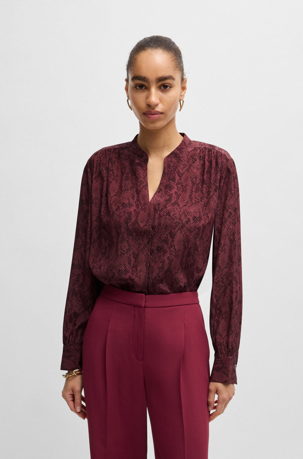 REGULAR-FIT BLOUSE IN SNAKE-PRINT SILK - 2