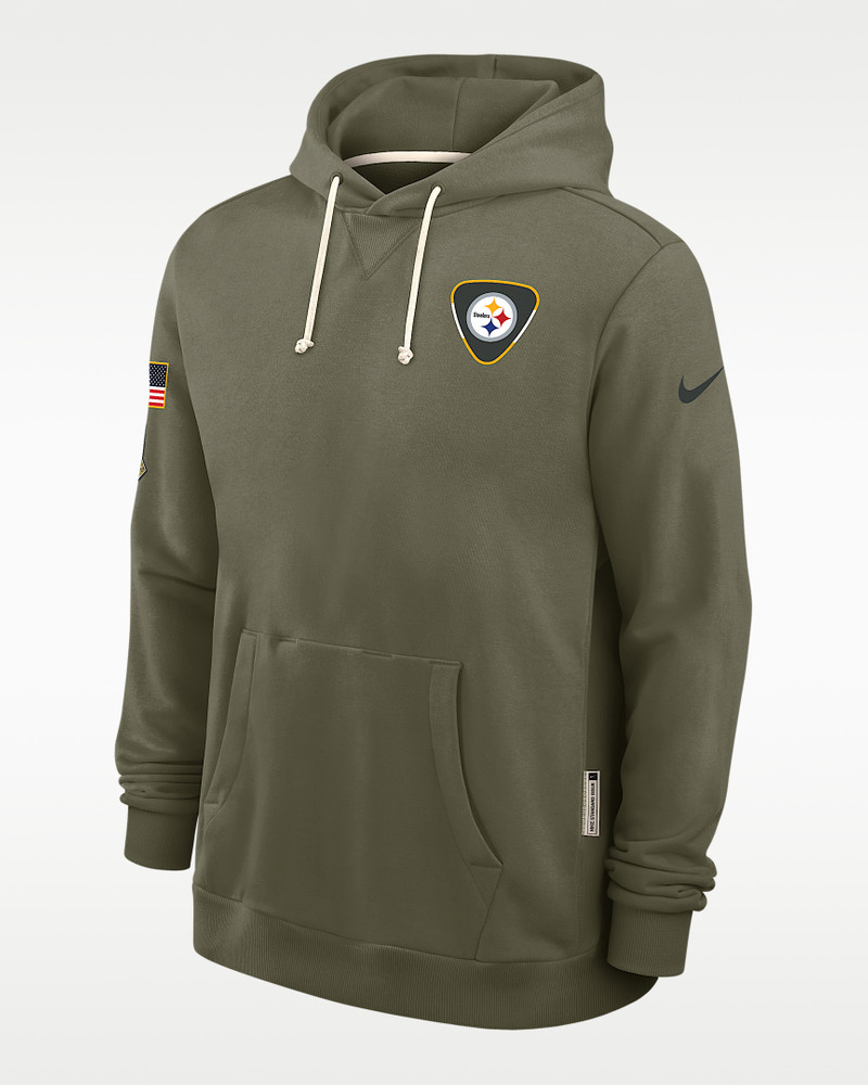 Pittsburgh Steelers Salute to Service Sideline Dominant Force Men's Nike Dri-FIT NFL Pullover Hoodie 1
