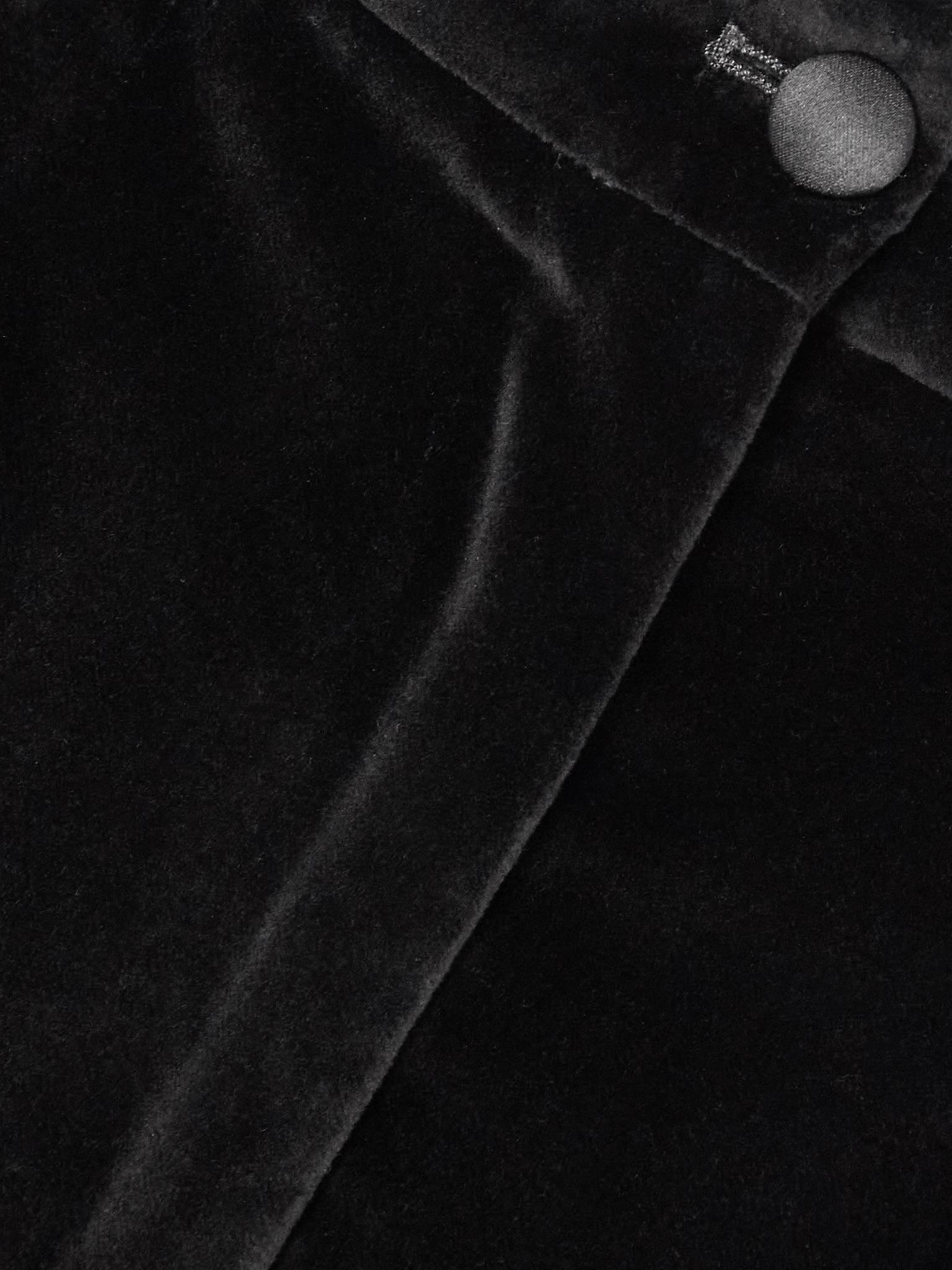 Satin-trimmed cotton-blend velvet slim-leg pants Black - 5