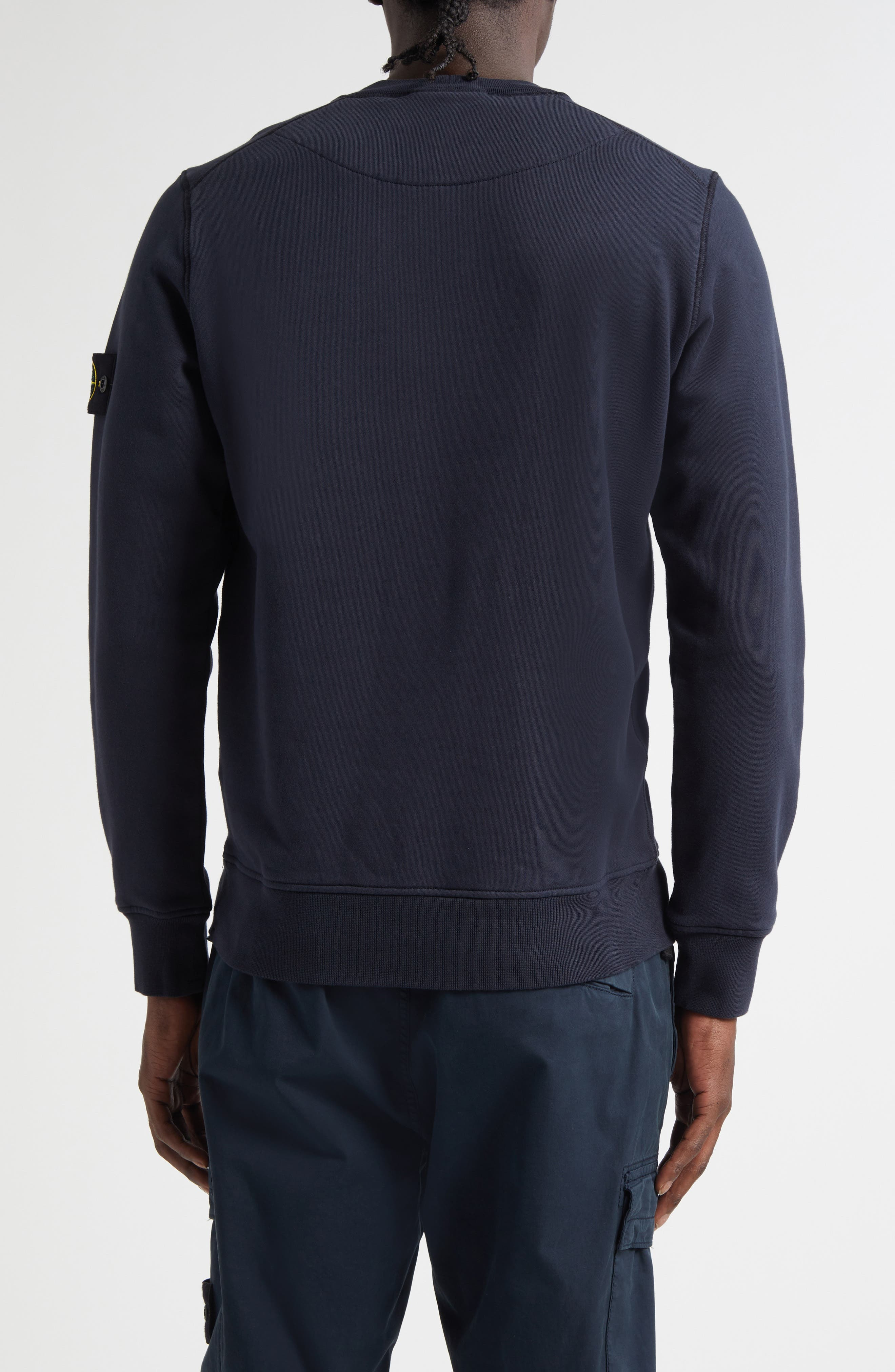 Stone Island Compass Logo Patch Cotton Crewneck Sweatshirt in V0020 Navy Blue at Nordstrom - 2