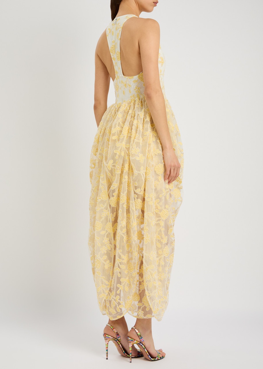 Rotate Birger Christensen Floral-embellished Tulle Midi Dress - 3