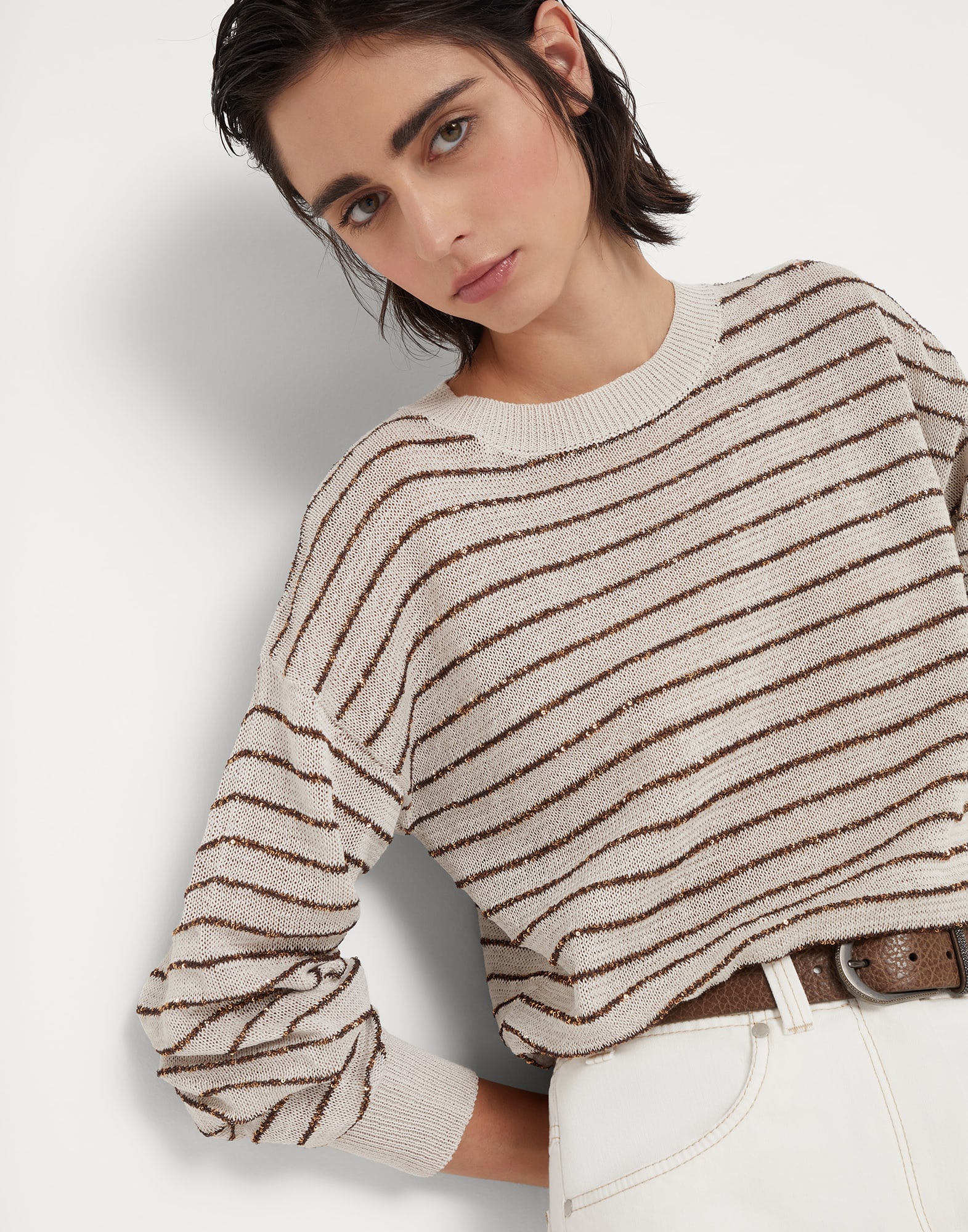 Cotton dazzling stripes sweater - 4