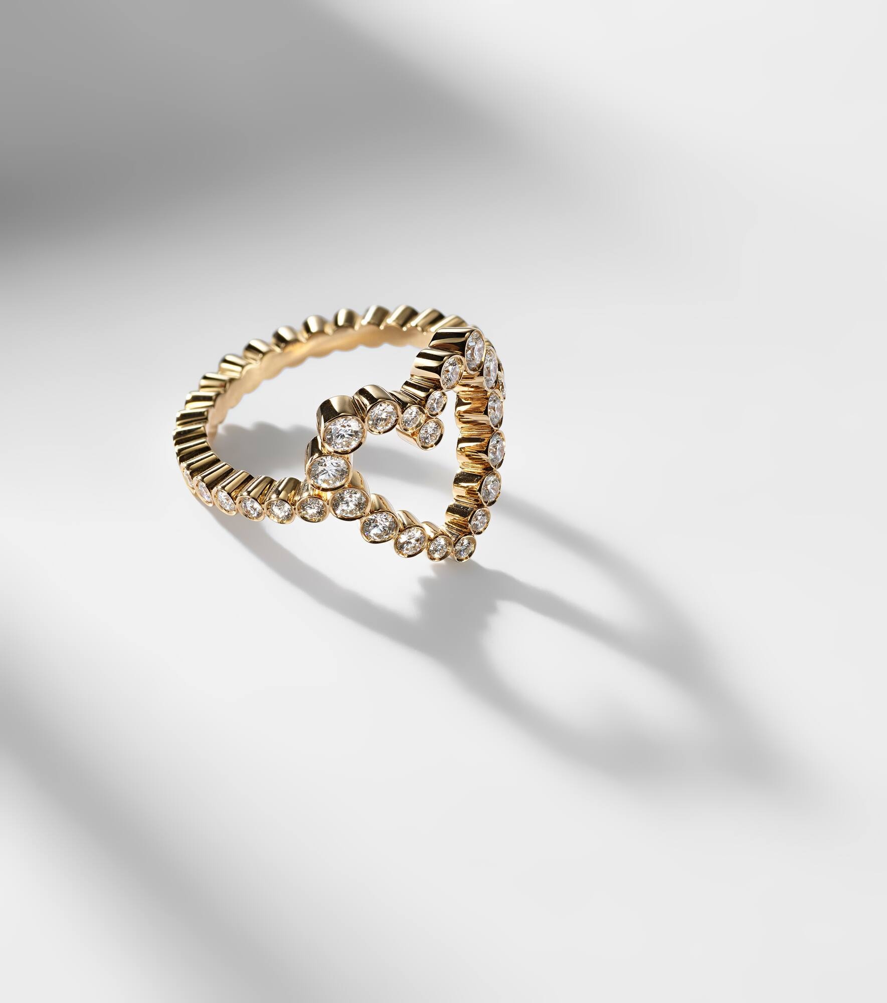 Ensemble Coeur 18kt gold ring with diamonds - 5