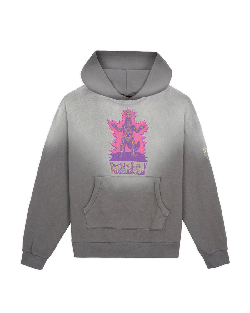Brain Dead x Godzilla Mechagodzilla Button Mockneck Hoodie - Washed Brown 1