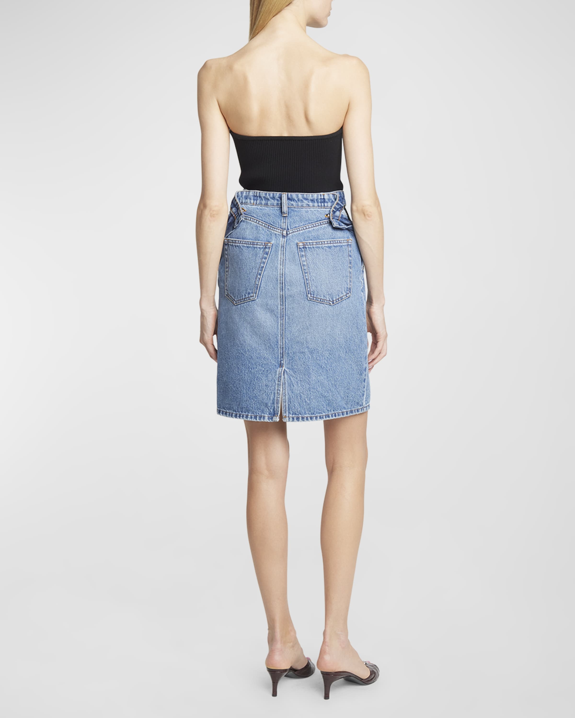 Hip Cutout Denim Mini Skirt - 3