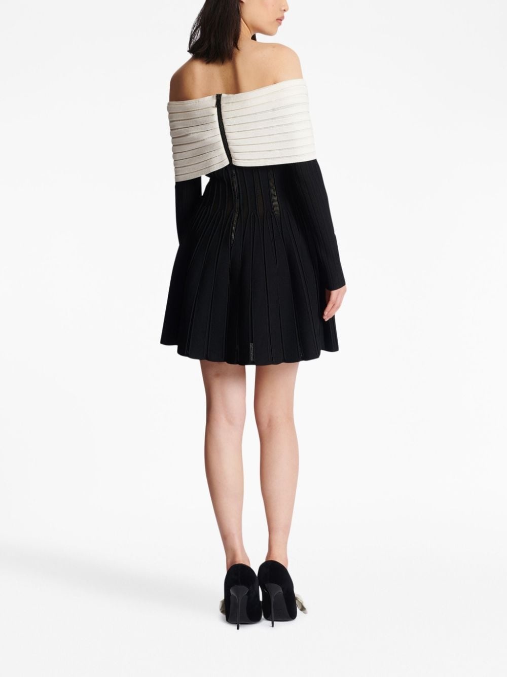 off-shoulder knitted minidress - 4