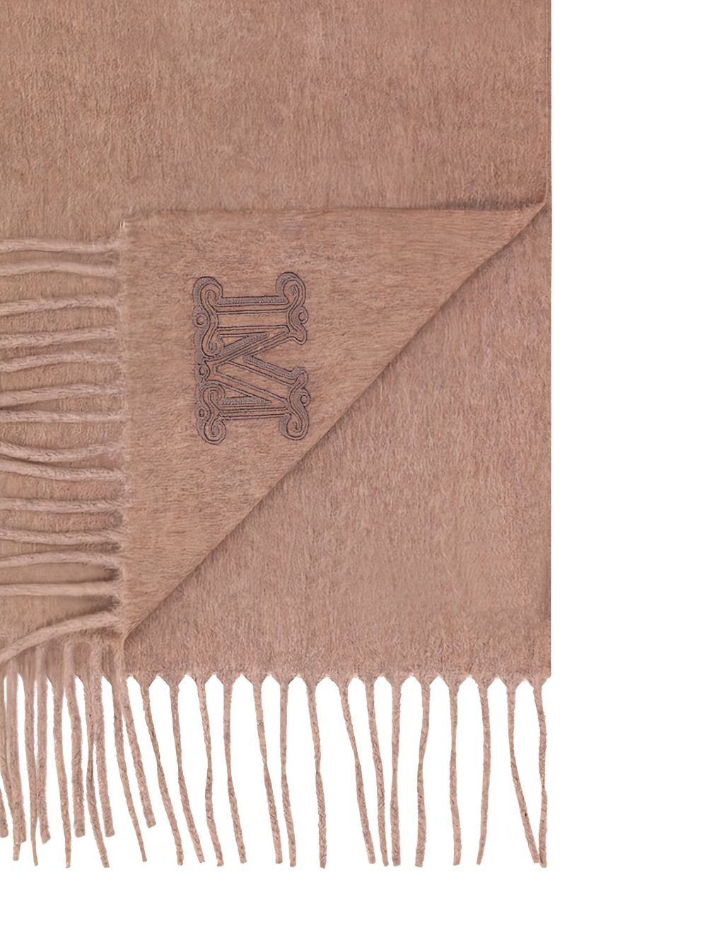 embroidered-logo fringed scarf - 2
