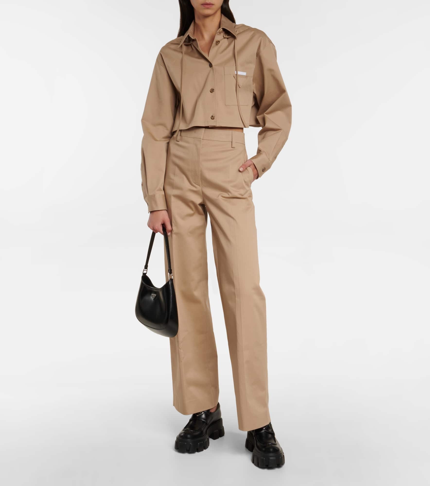 High-rise cotton-blend pants - 2