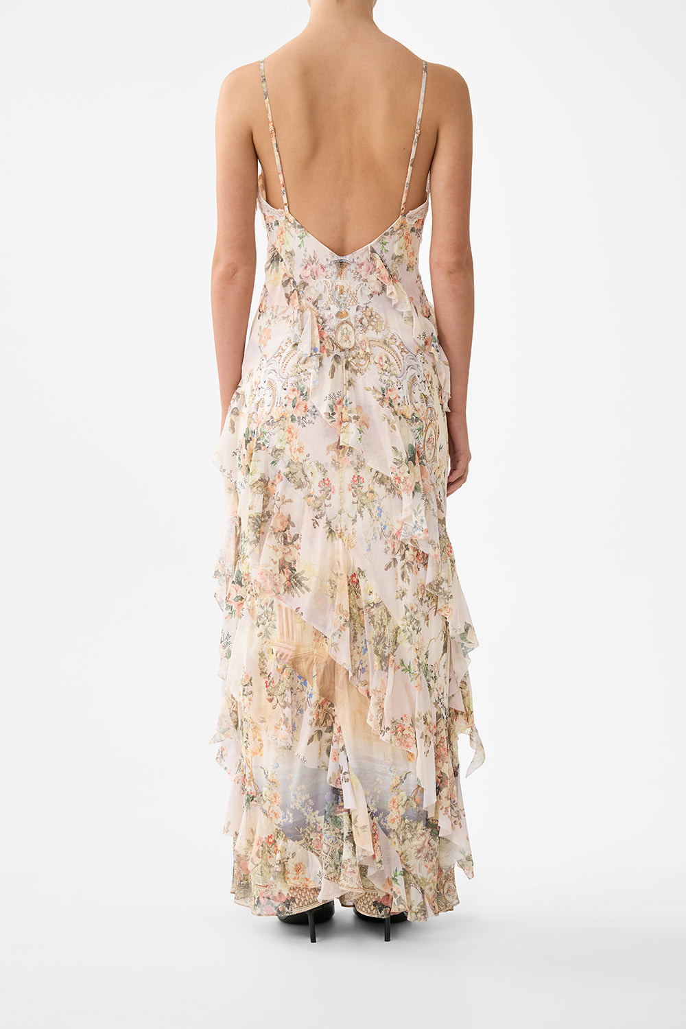 ASYMMETRICAL RUFFLE SLIP DRESS - 3