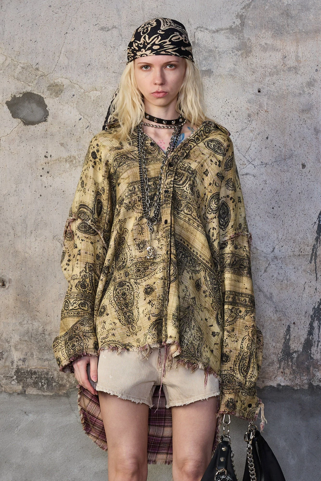 SHREDDED SEAM DROP NECK SHIRT - 1