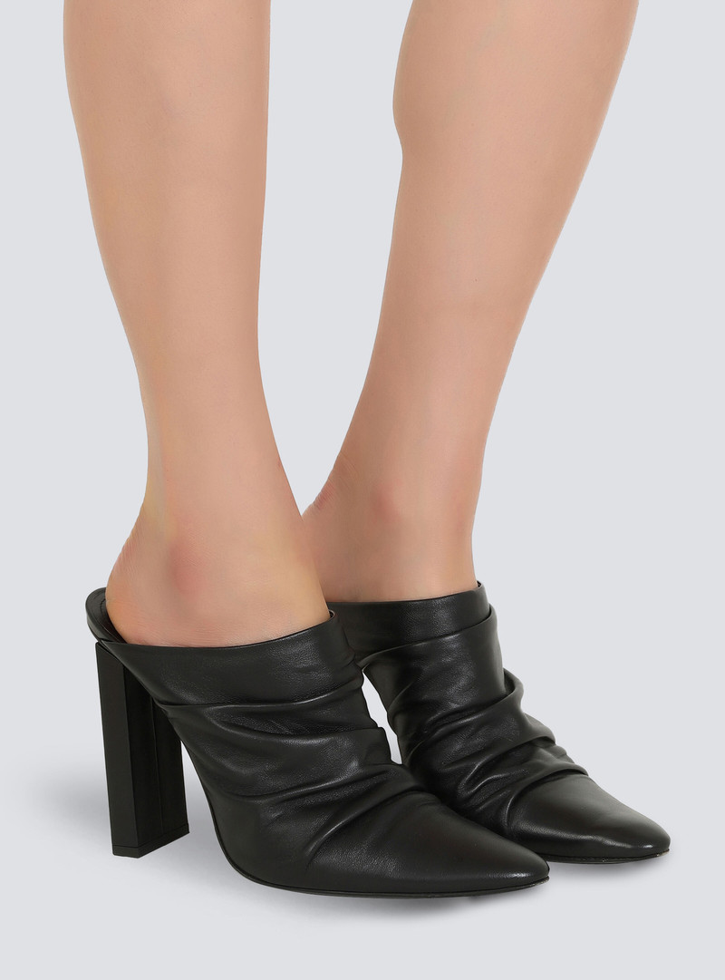 Balmain Draped leather Ulla mules outlook