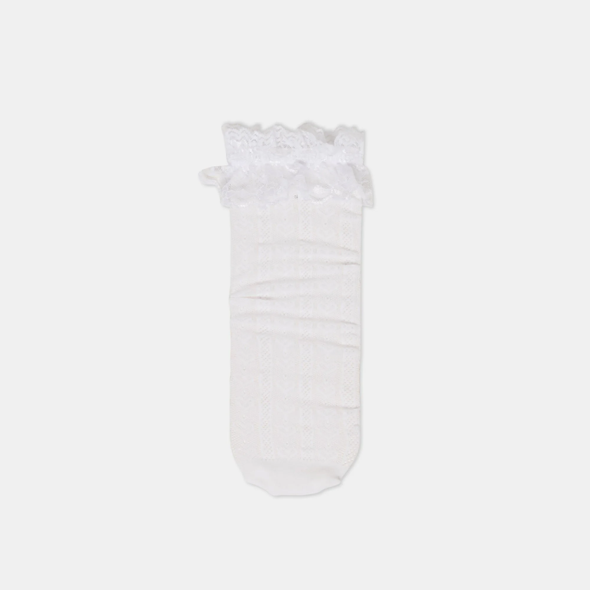 LACE RUFFLE CREW SOCKS WHITE - 1