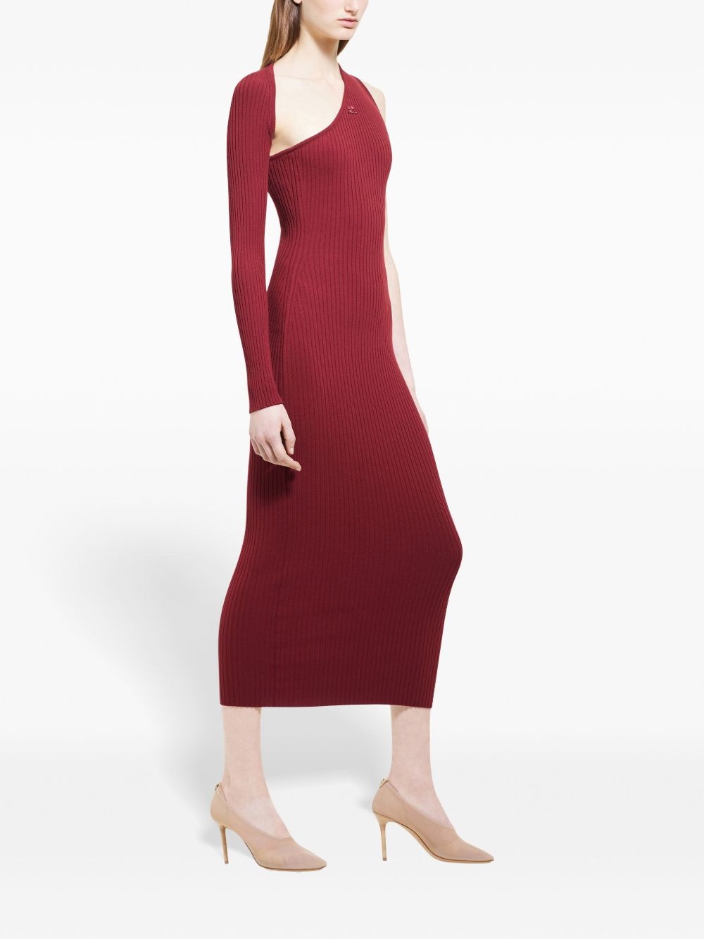 slash ribbed knit dress - 3