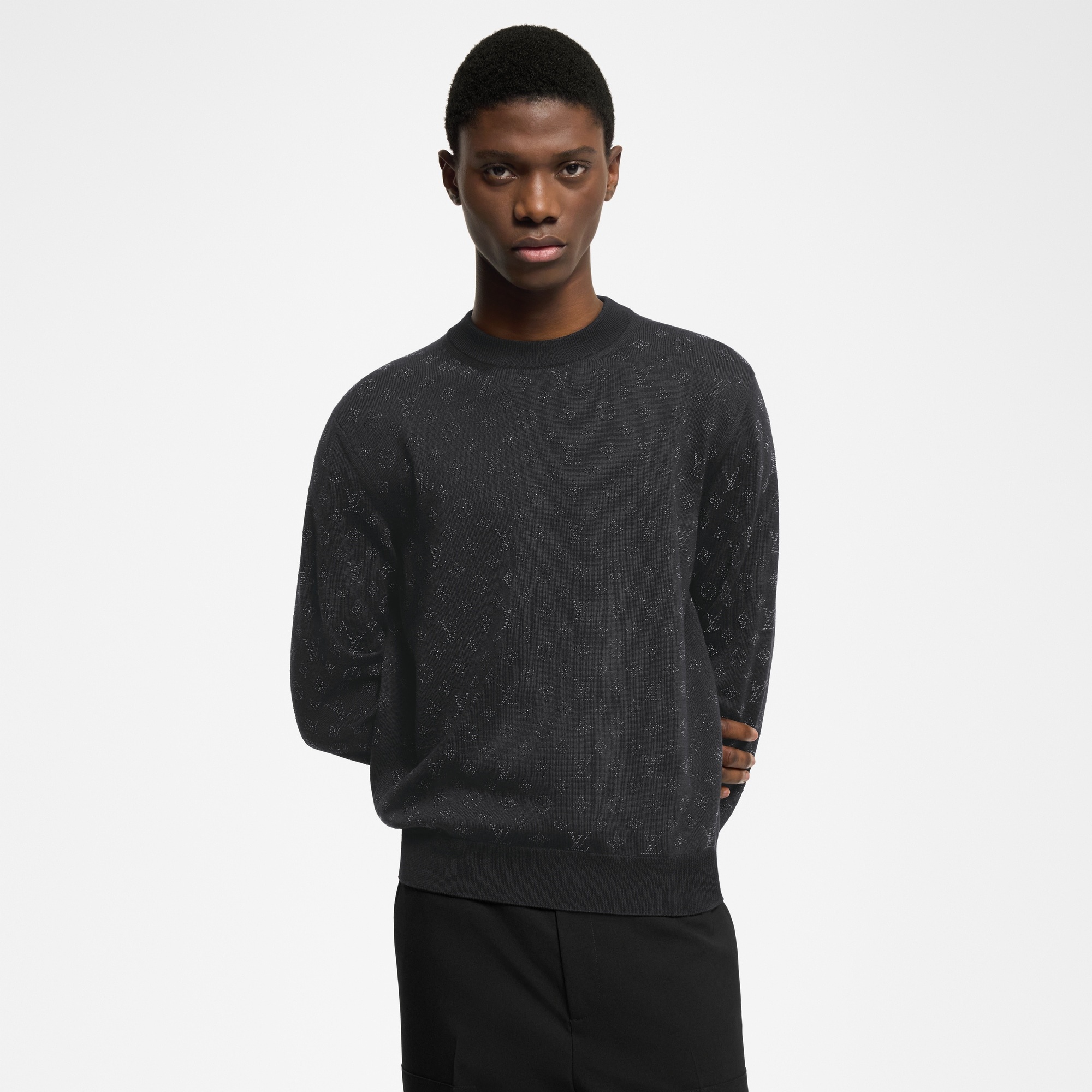 Monogram Embellished Wool Evening Crewneck - 2