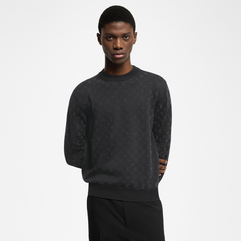 Monogram Embellished Wool Evening Crewneck 2