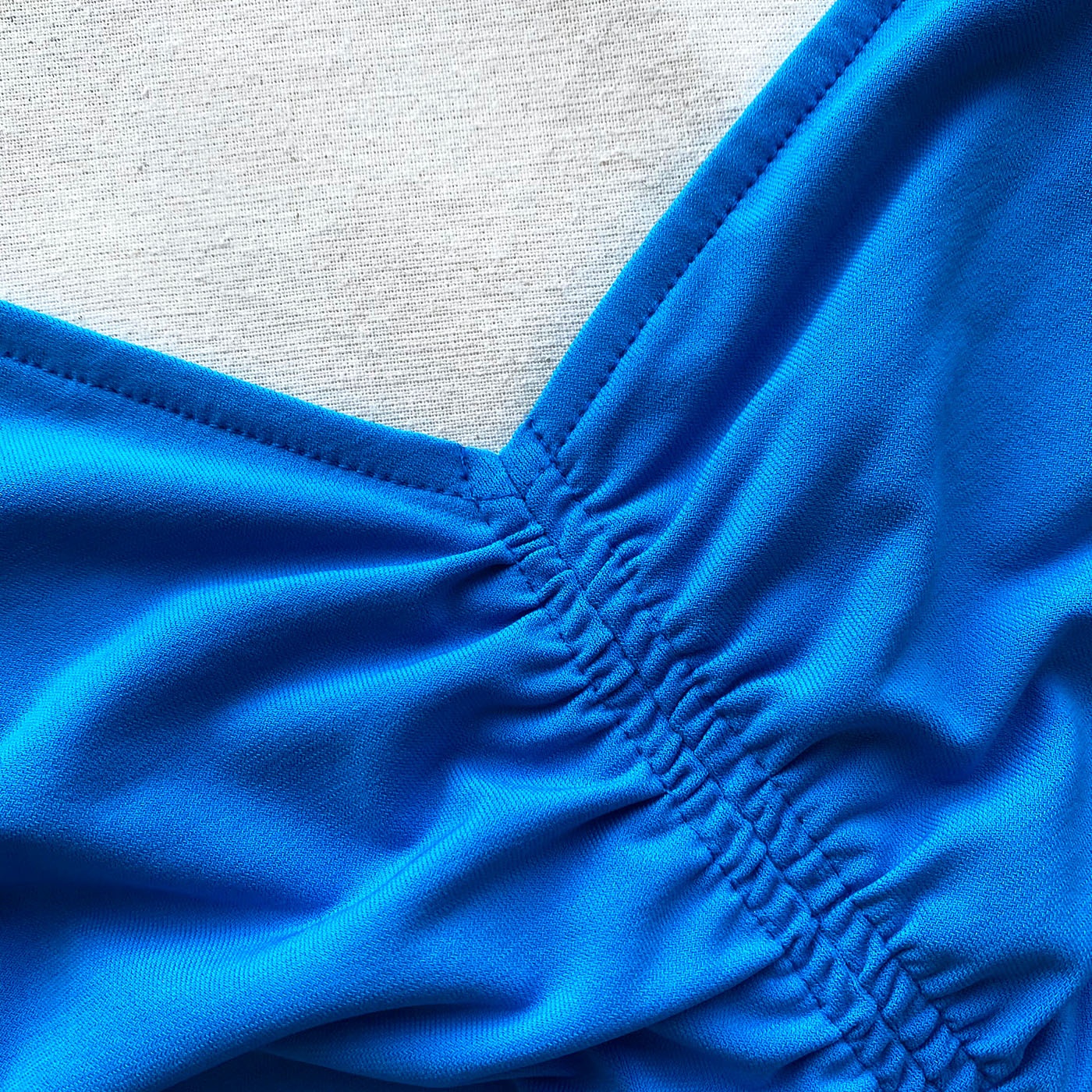Bright Blue One Shoulder Ruched Mini Dress - 4