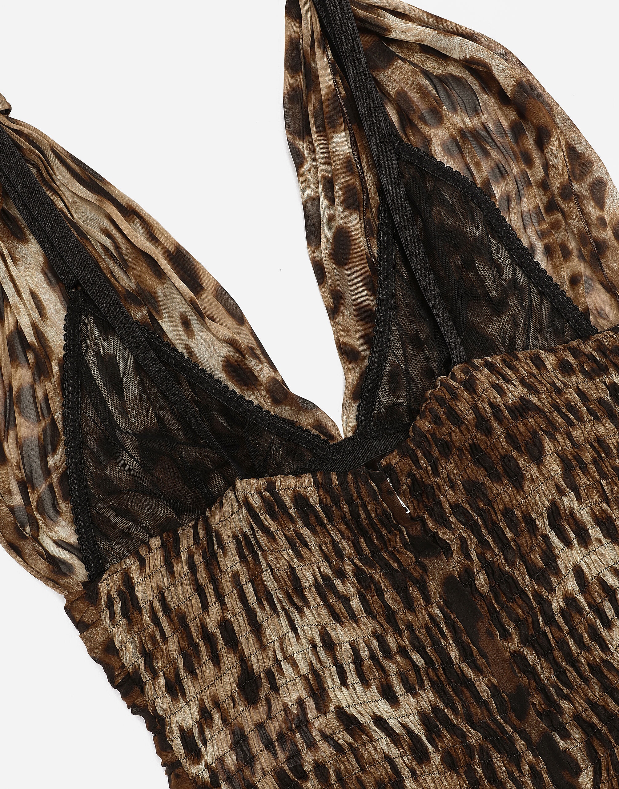 Long leopard-print chiffon dress - 12