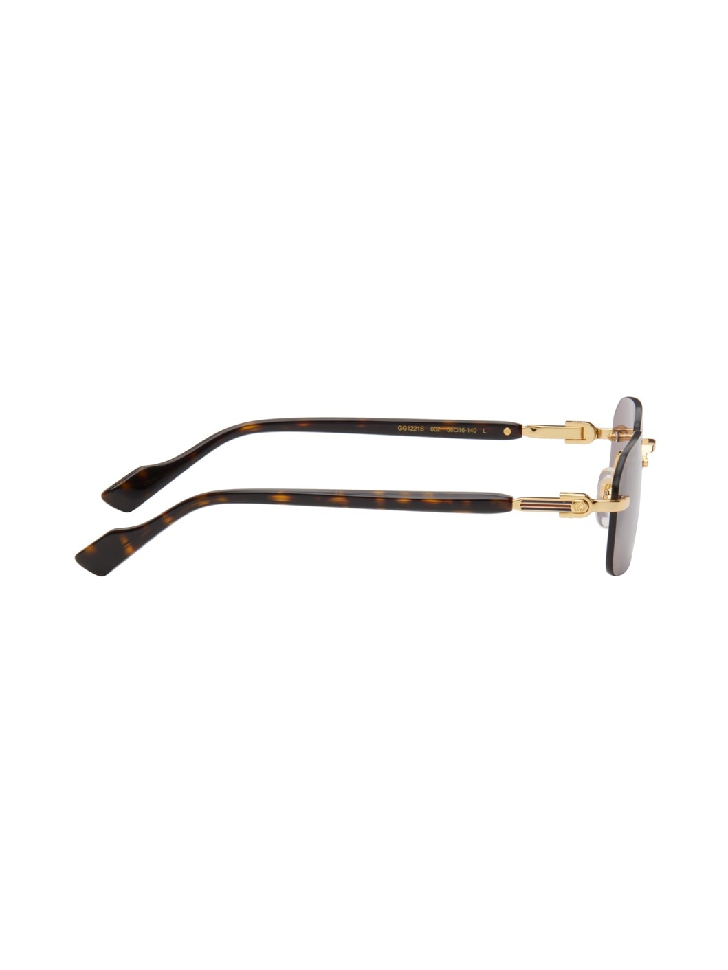Gold & Tortoiseshell Rectangular Sunglasses - 2