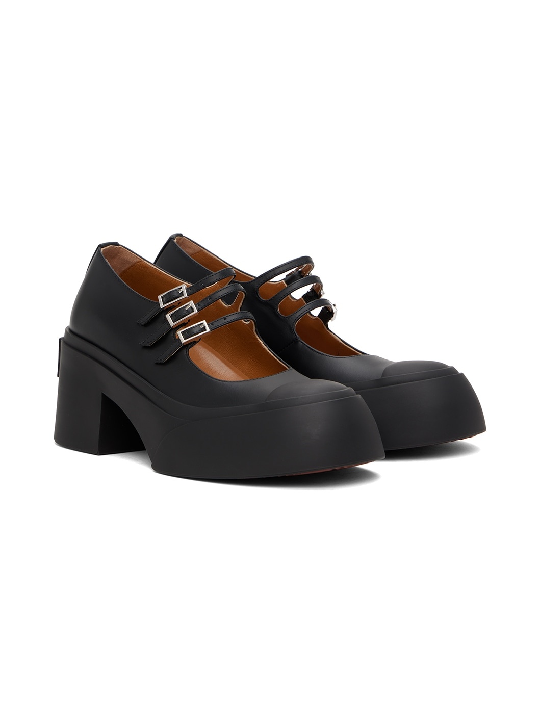 Black Pablo Triple-Buckle Mary Jane Heels - 4