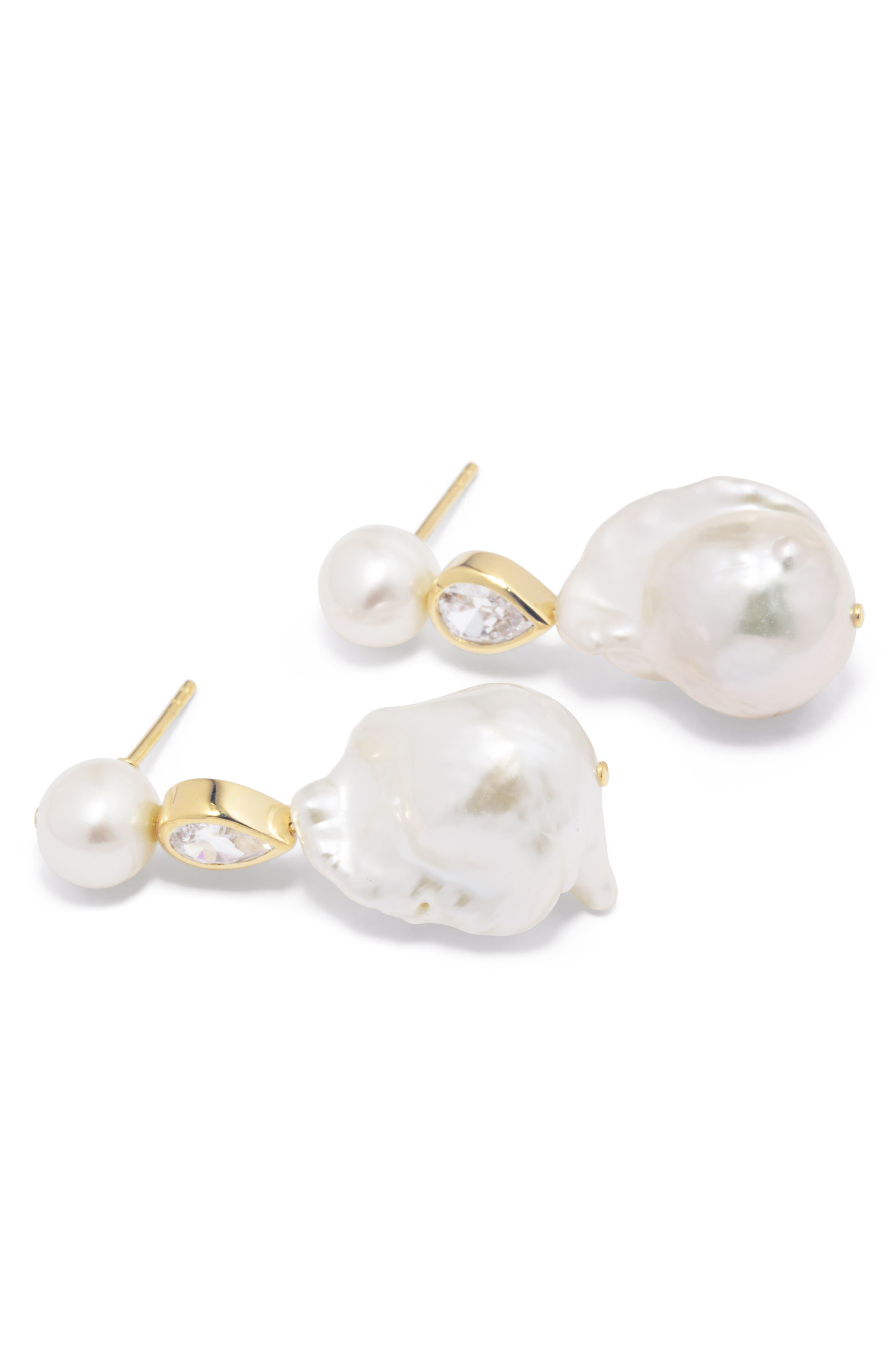 COMPLETEDWORKS Baroque Pearl & Cubic Zirconia Drop Earrings in 18Ct Gold Plated at Nordstrom - 4