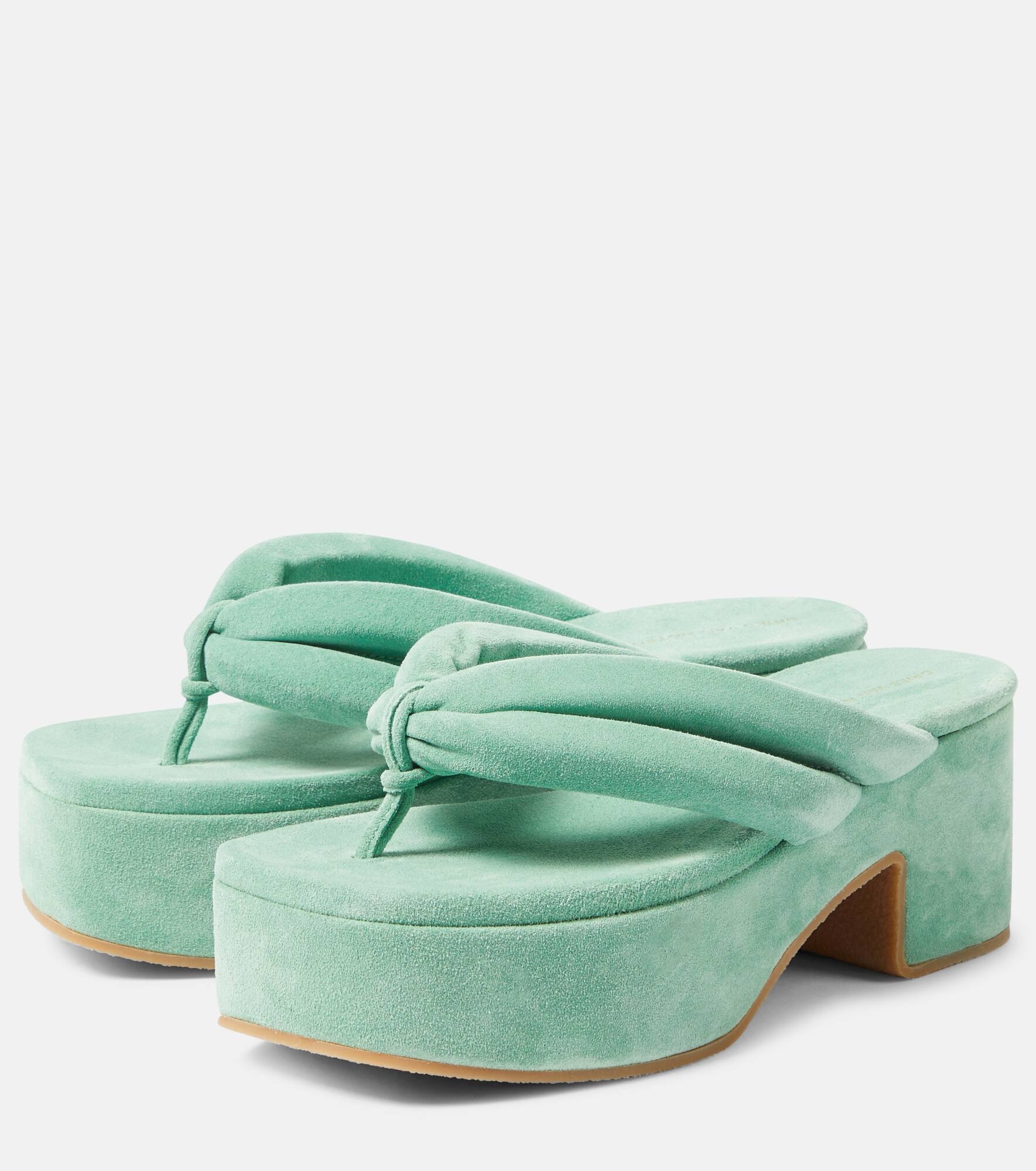 Suede platform thong sandals - 5