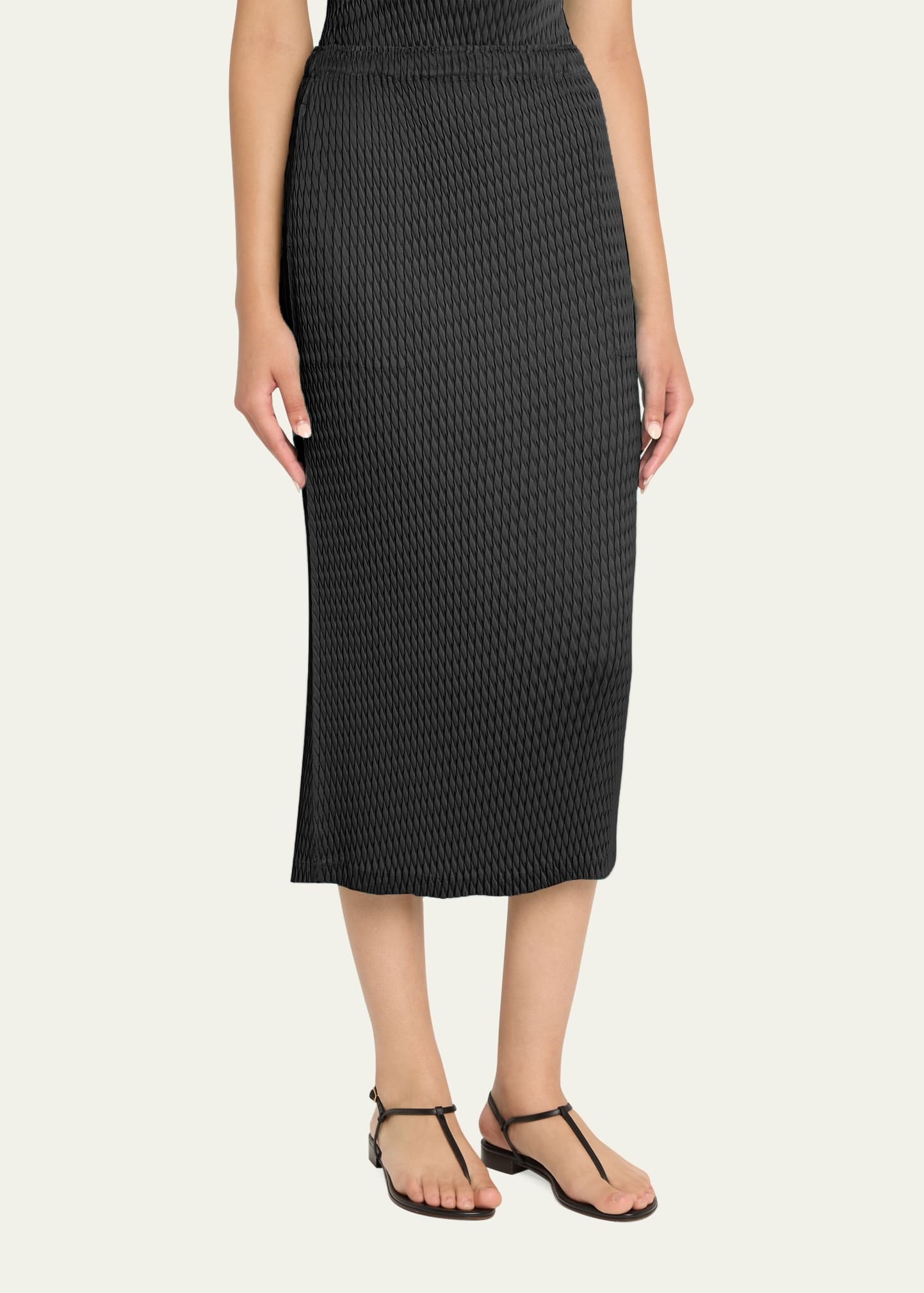 Sleek Pleats Midi Skirt - 4