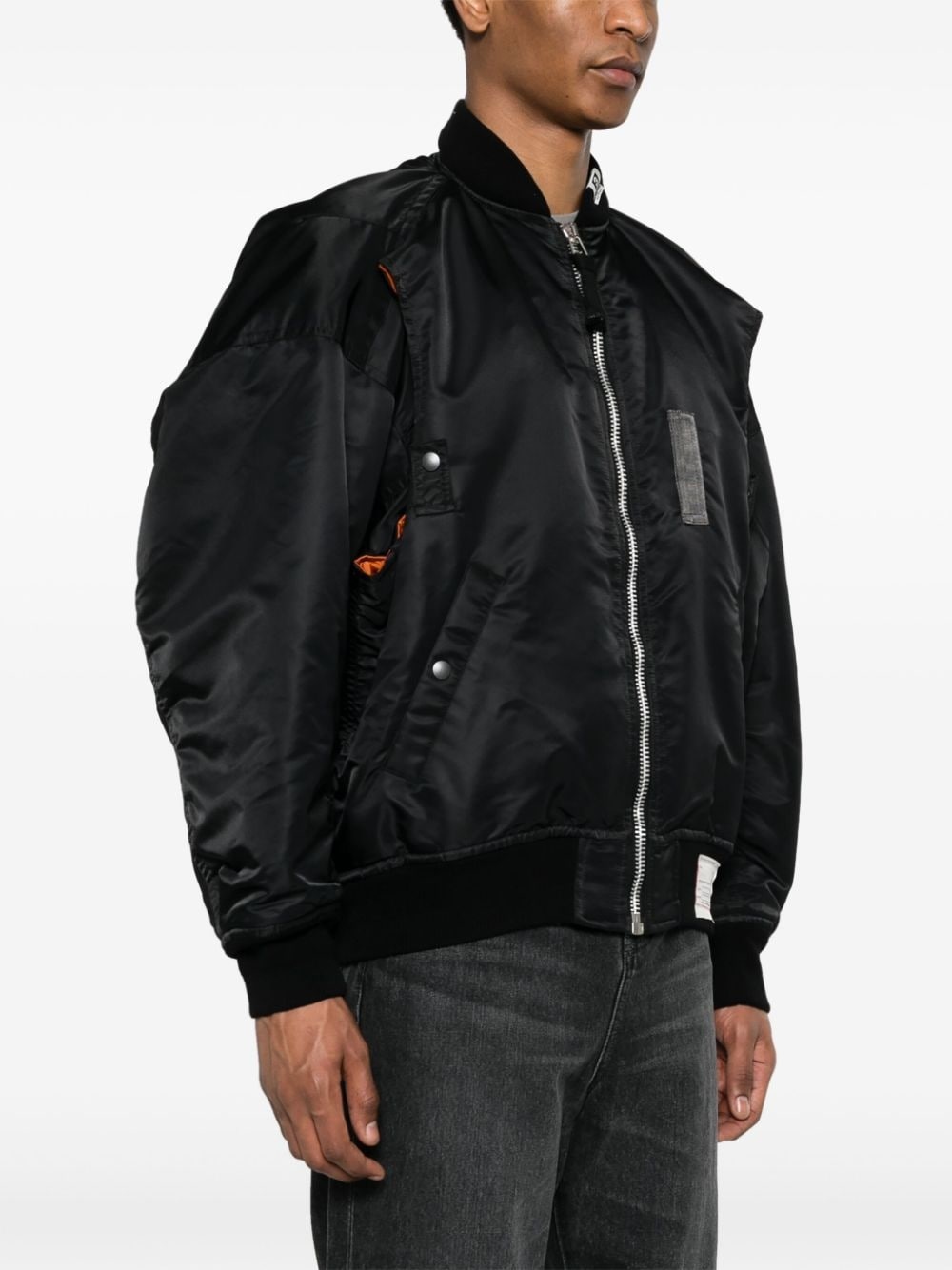 logo-patch padded bomber jacket - 3