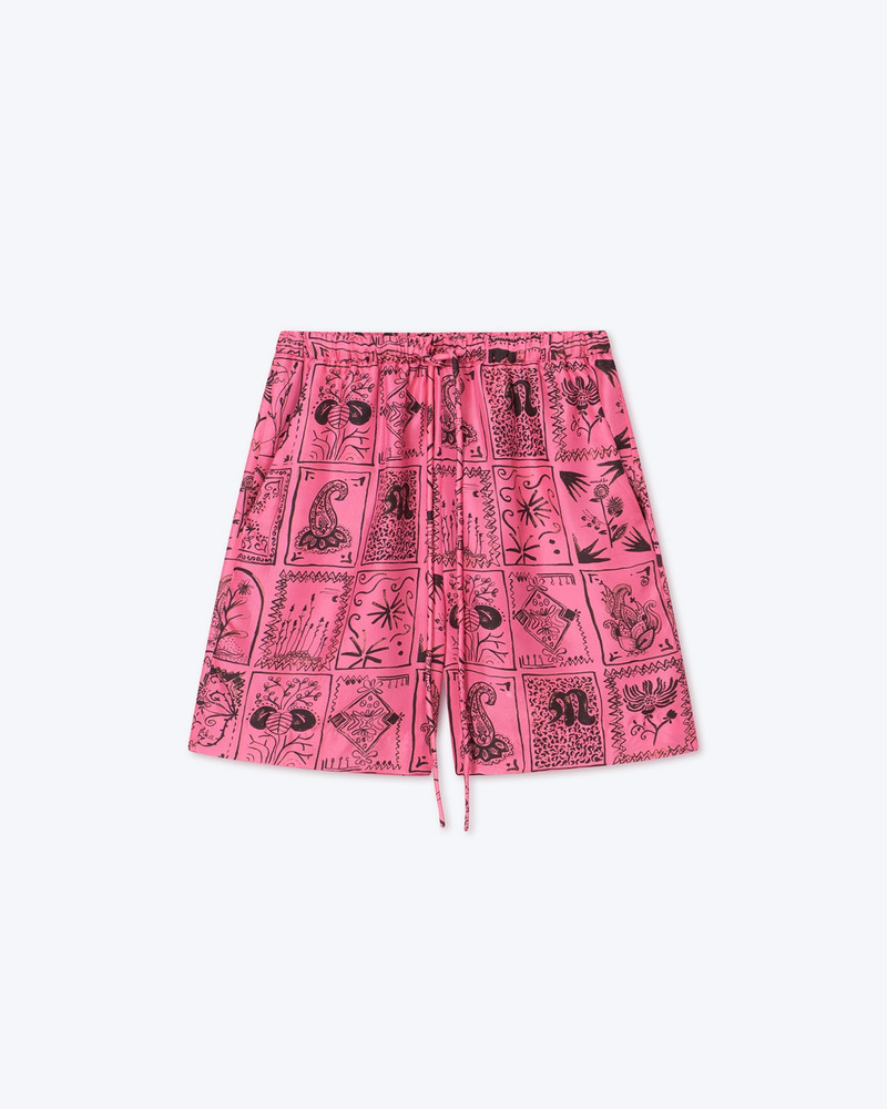 ANNE - Printed silk-twill shorts - Pink 1