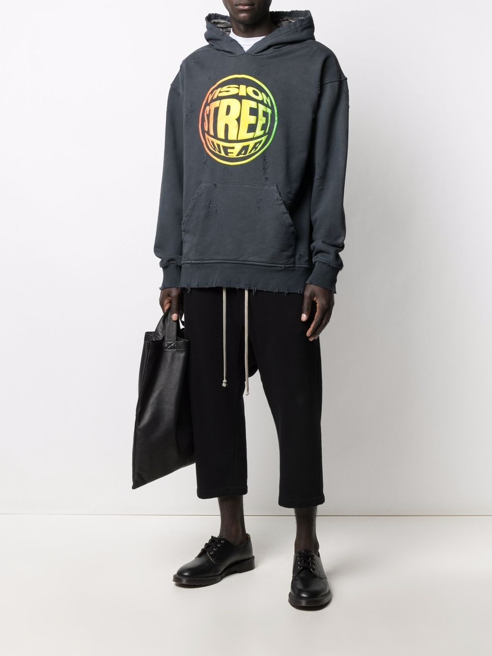 ripped-detail hoodie - 2