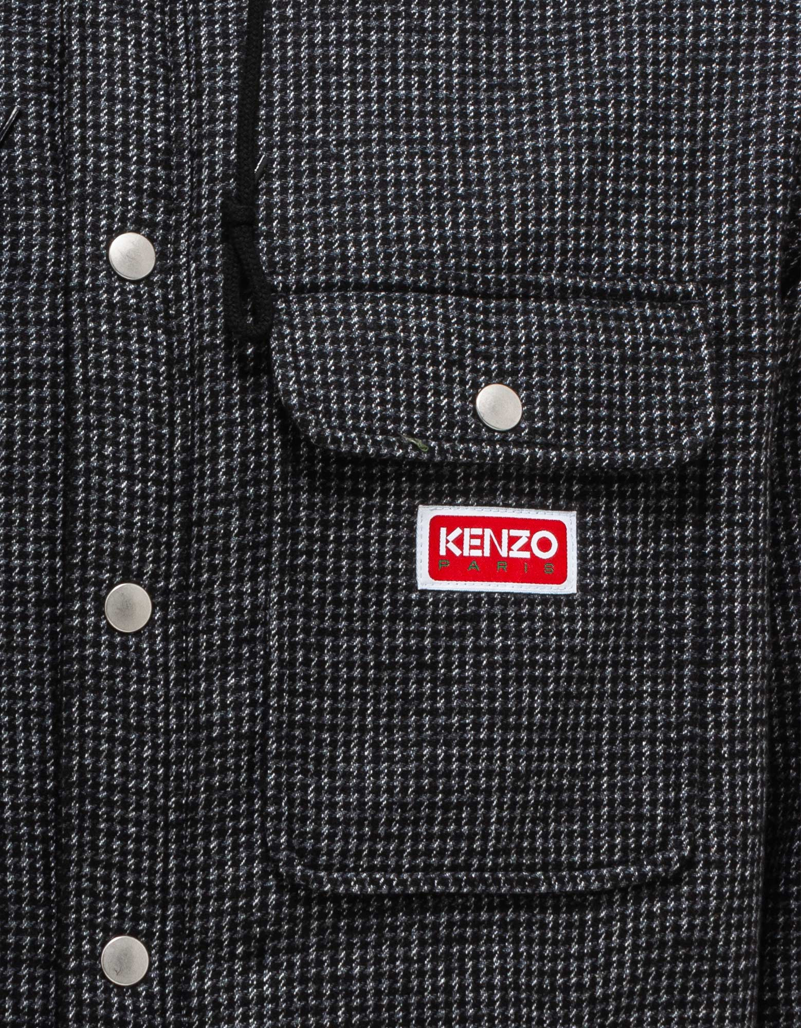 Kenzo Grey Checked Hooded Overshirt - 5