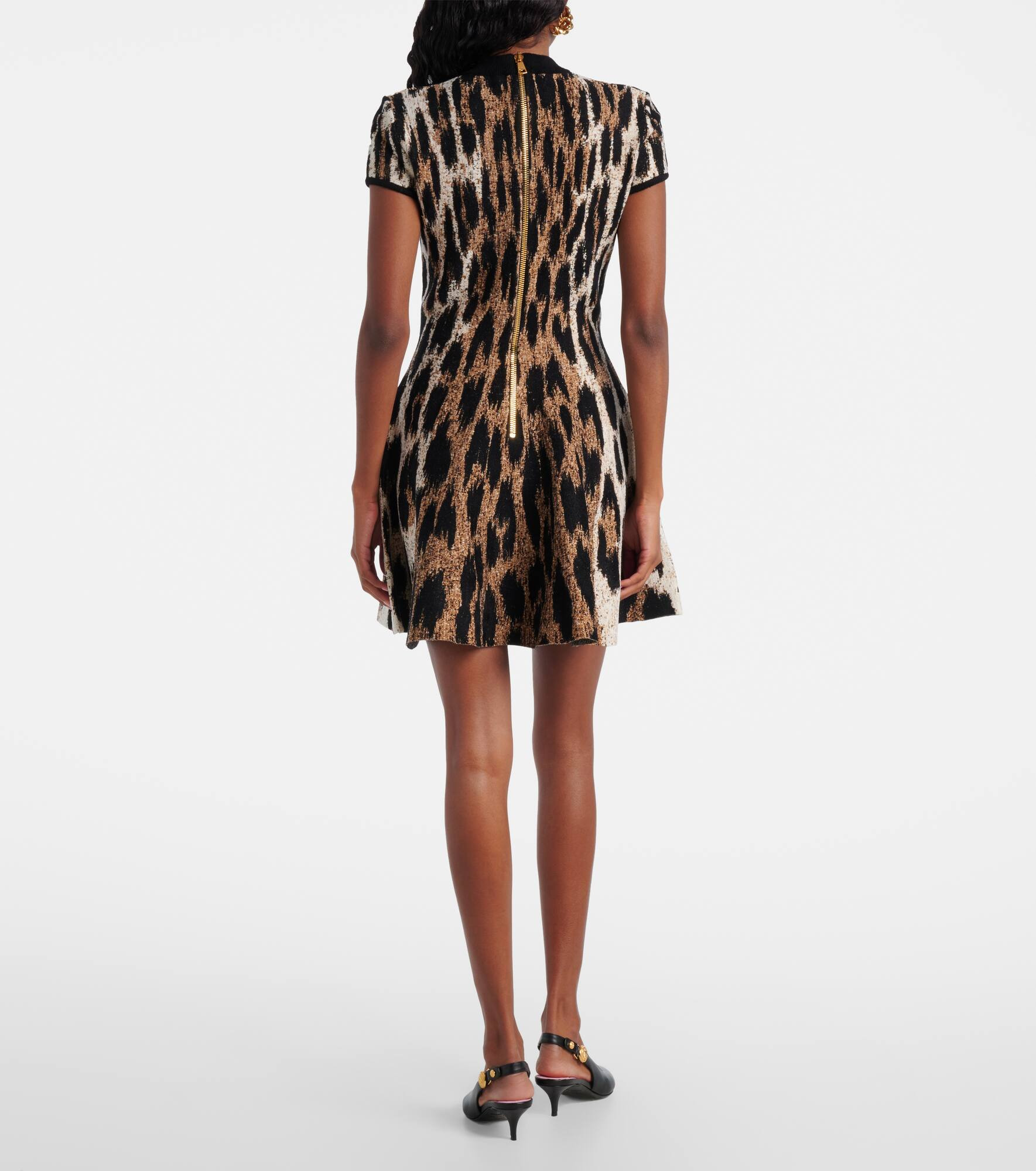 Leopard-print jacquard minidress - 3