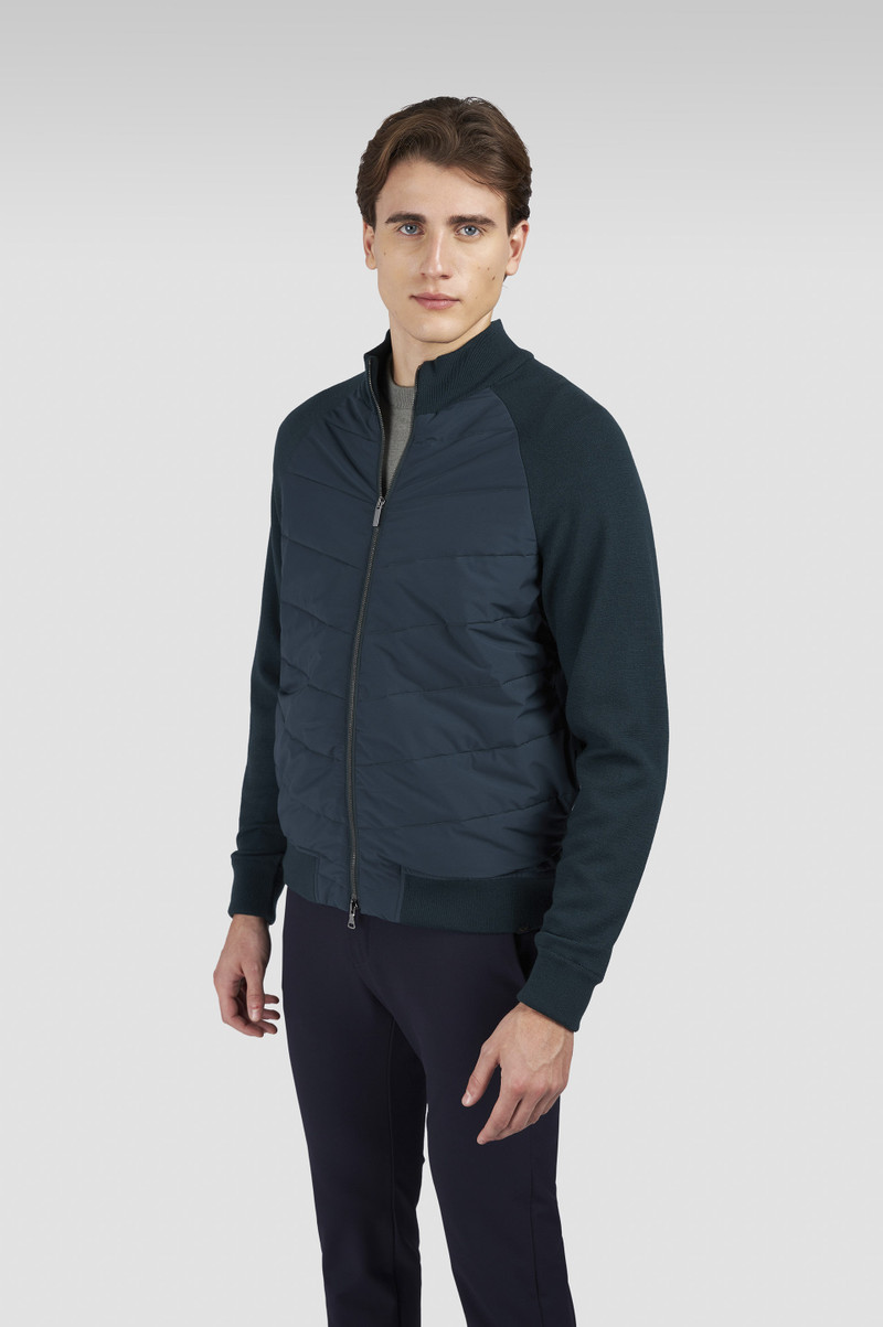 HYBRID ZIP-UP CARDIGAN IN SOFT COOL TOUCH WOOL AND TYPHOON® PLATINUM 8
