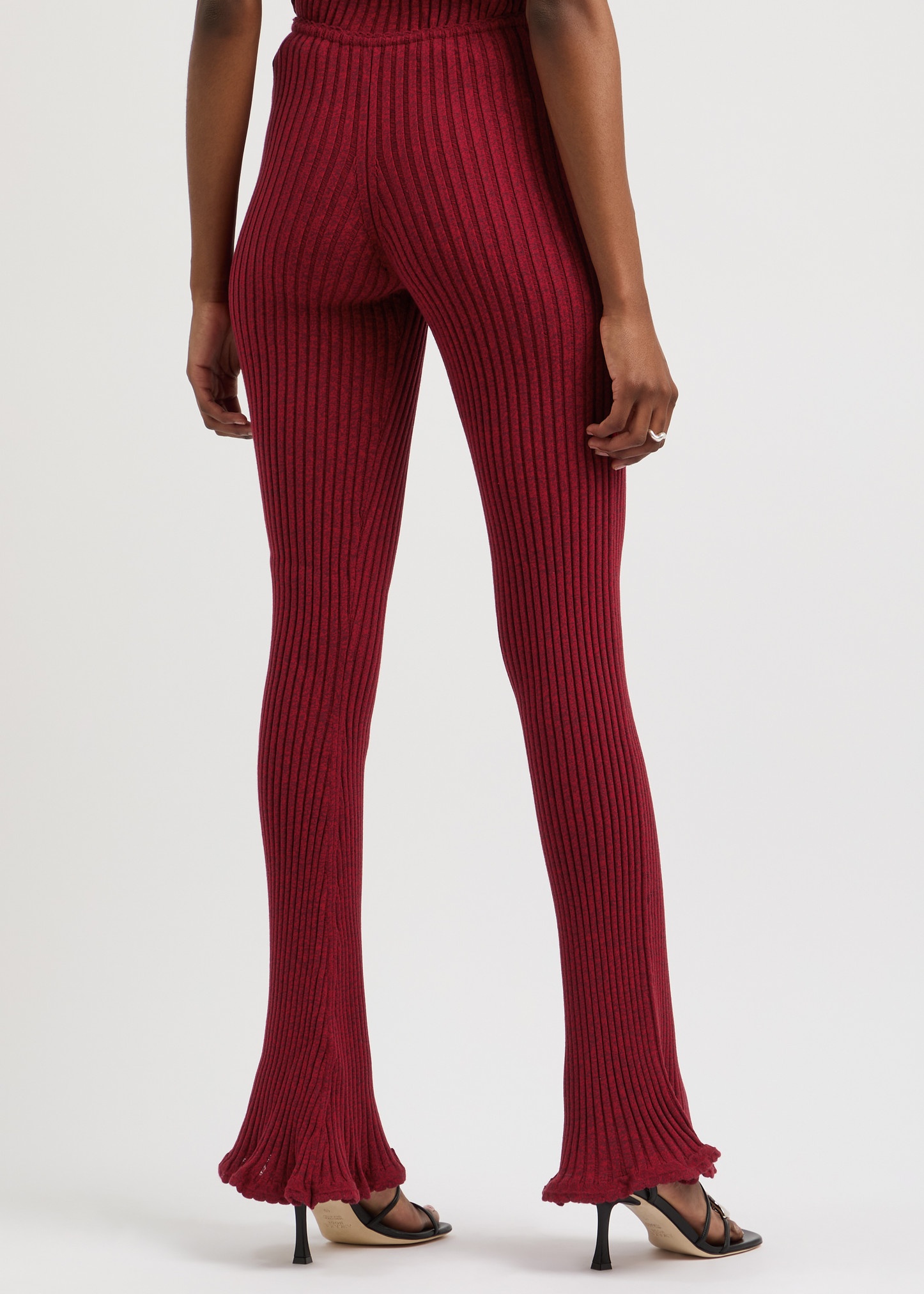 Space-dyed ribbed-knit trousers - 3