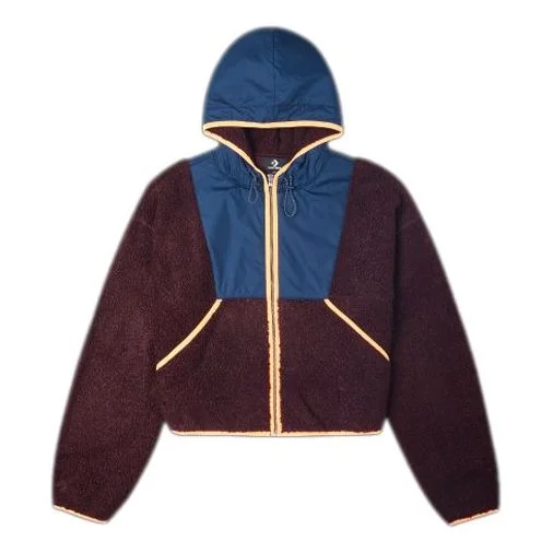 (WMNS) Converse Full Zip Fleece Hooded Jacket 'Red Currant' 10020285-A03 - 1